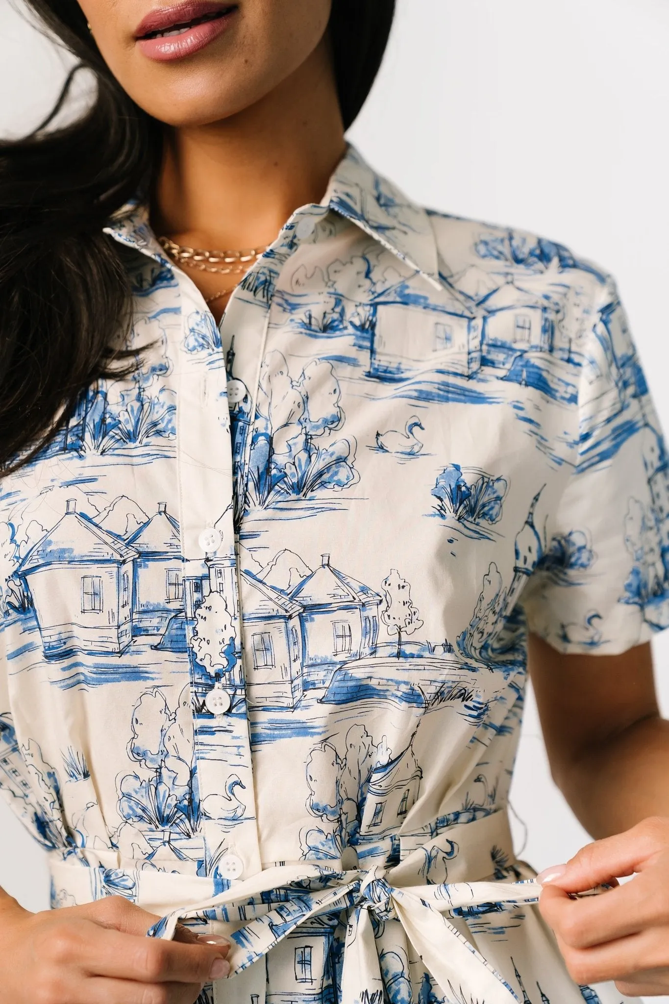 Layne Midi Dress | Cream + Blue sold by Baltic Born product image thumbnail 4