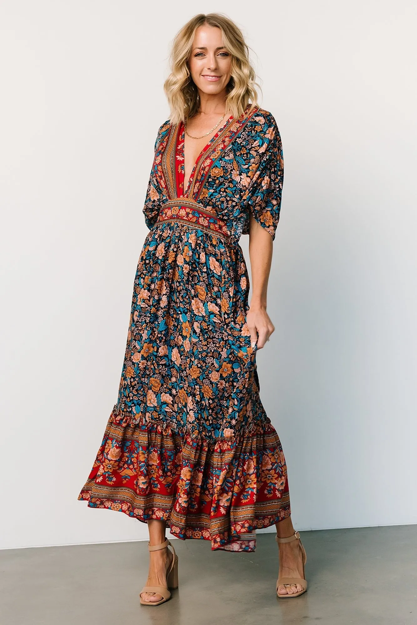 Leeanne Midi Dress | Navy Multi Floral sold by Baltic Born