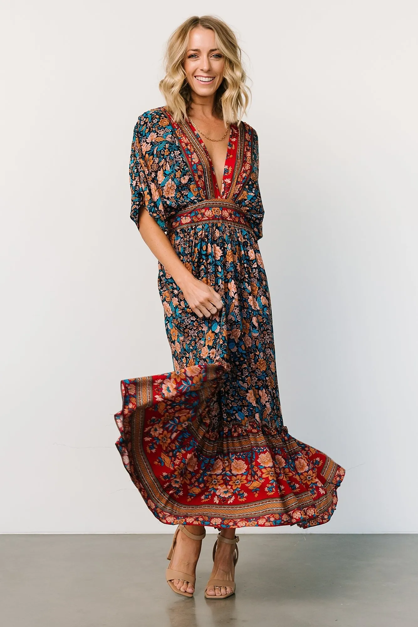 Leeanne Midi Dress | Navy Multi Floral sold by Baltic Born product image thumbnail 3