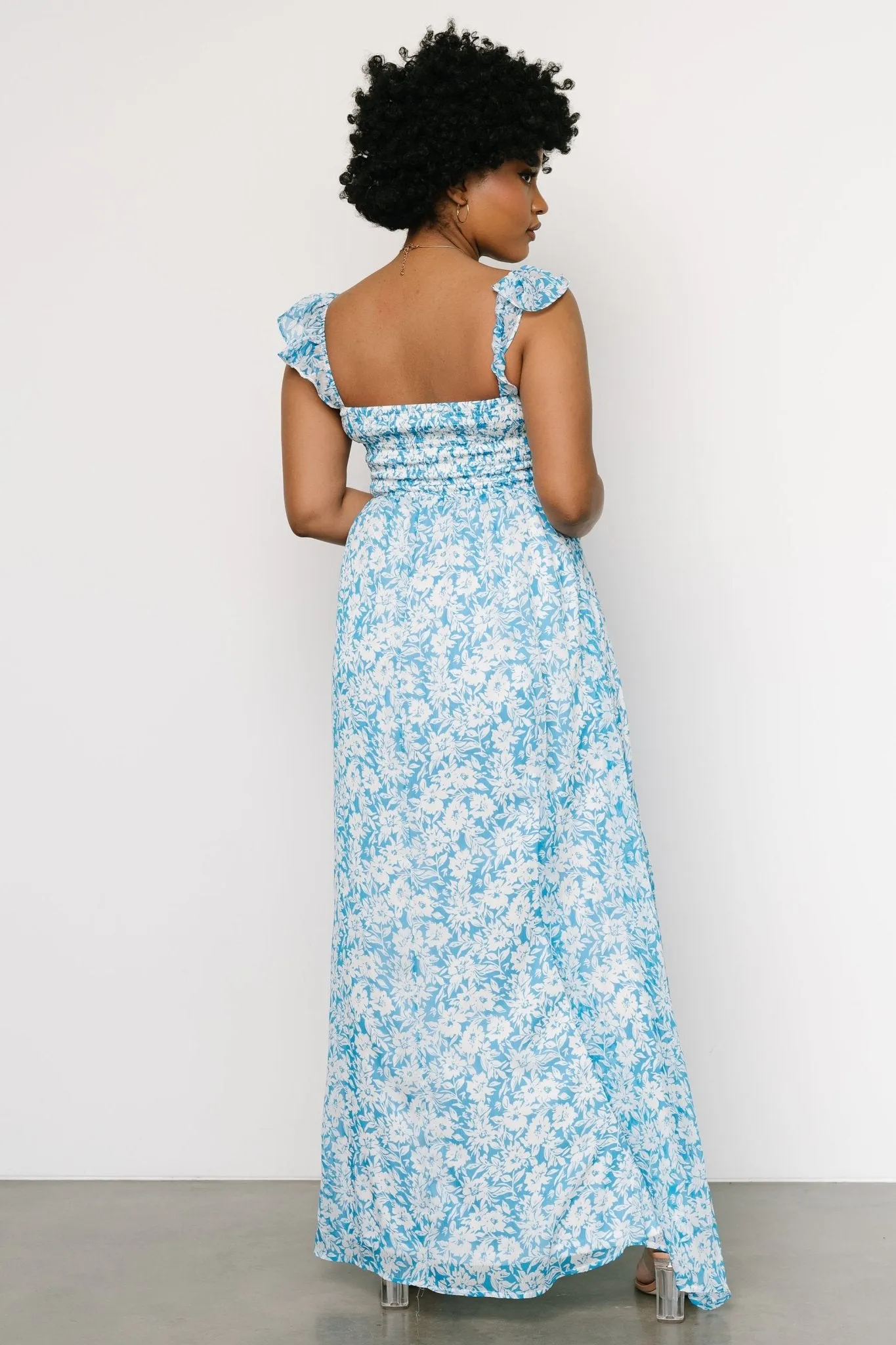 Evanthe Maxi Dress | Blue + White Floral sold by Baltic Born product image thumbnail 4