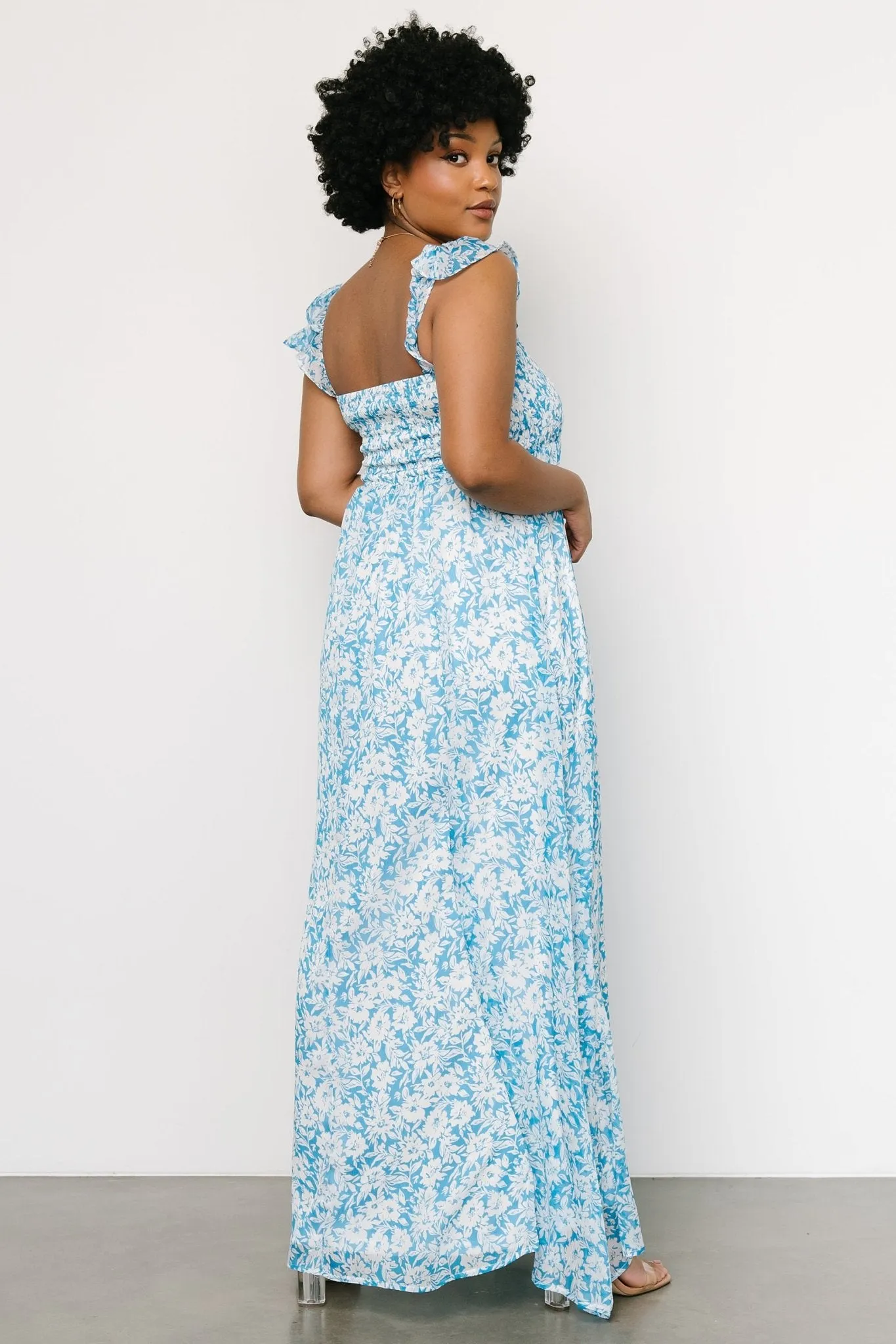 Evanthe Maxi Dress | Blue + White Floral sold by Baltic Born product image thumbnail 3