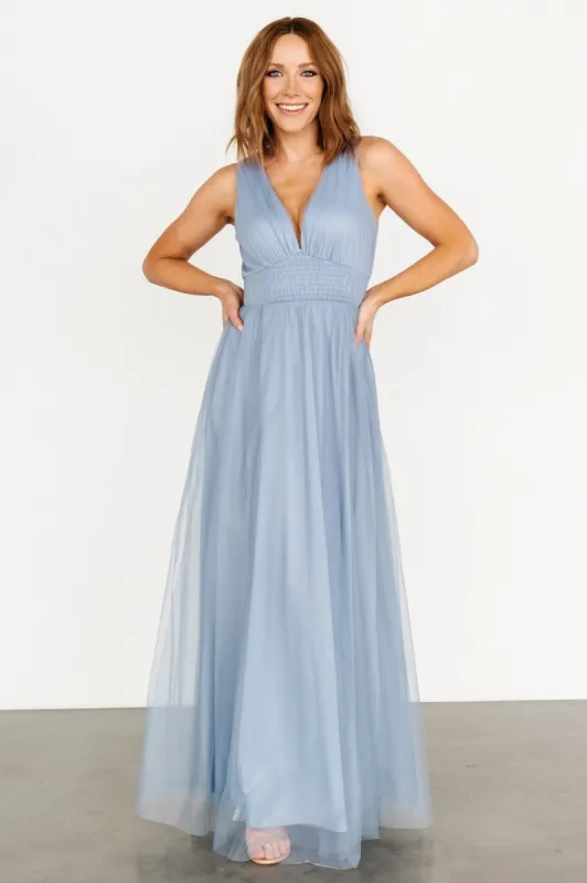 Kamila Tulle Maxi Dress | Whisper Blue sold by Baltic Born