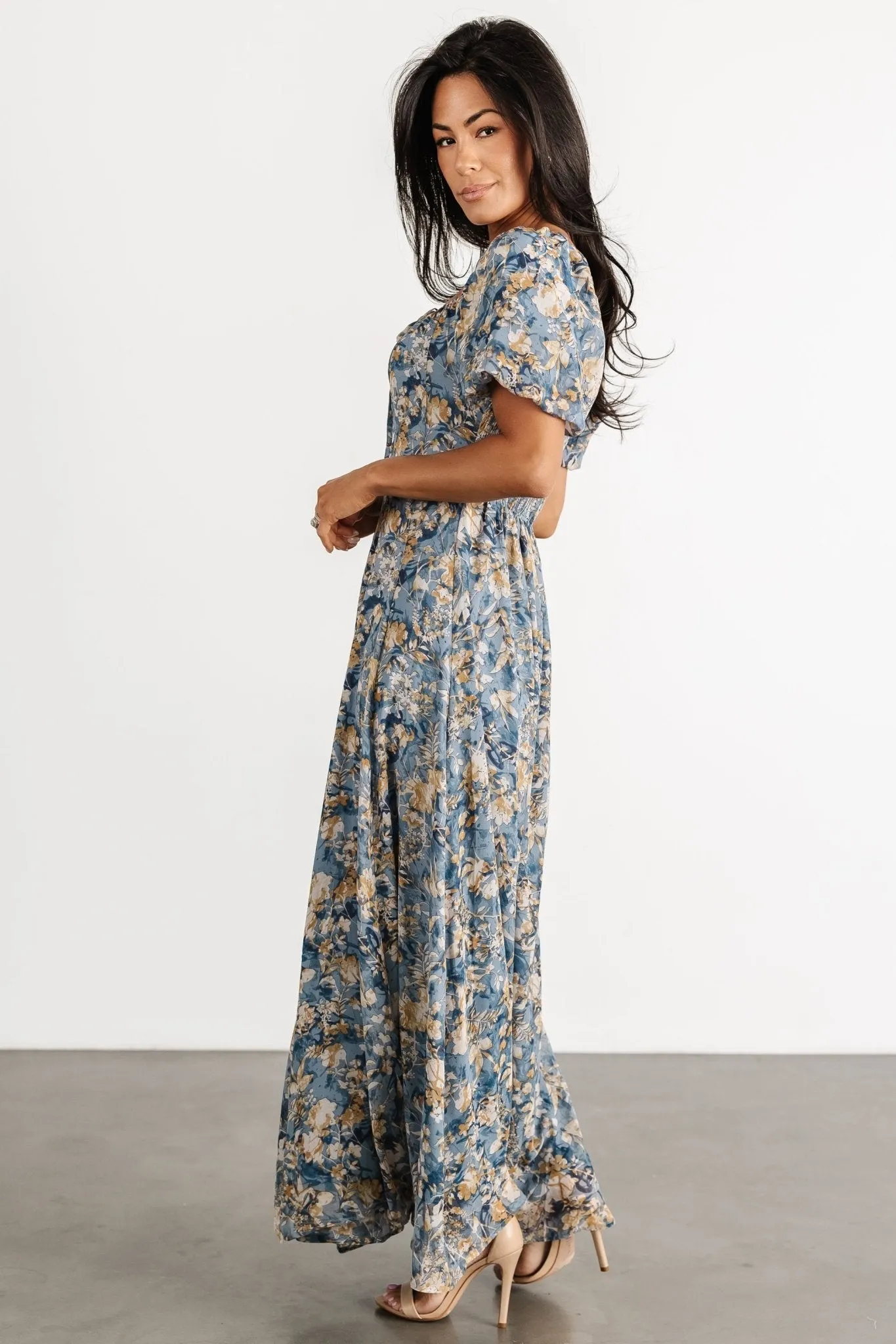 Raelynn Maxi Dress | Dusty Blue Floral sold by Baltic Born product image thumbnail 4