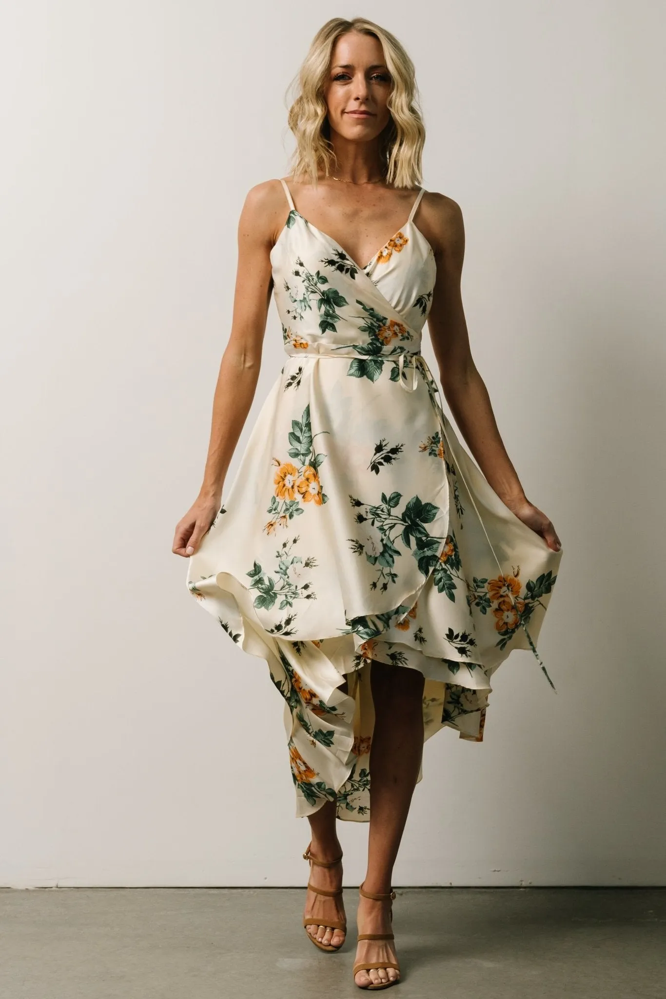 Steffi Tulip Wrap Dress | Ivory Floral sold by Baltic Born