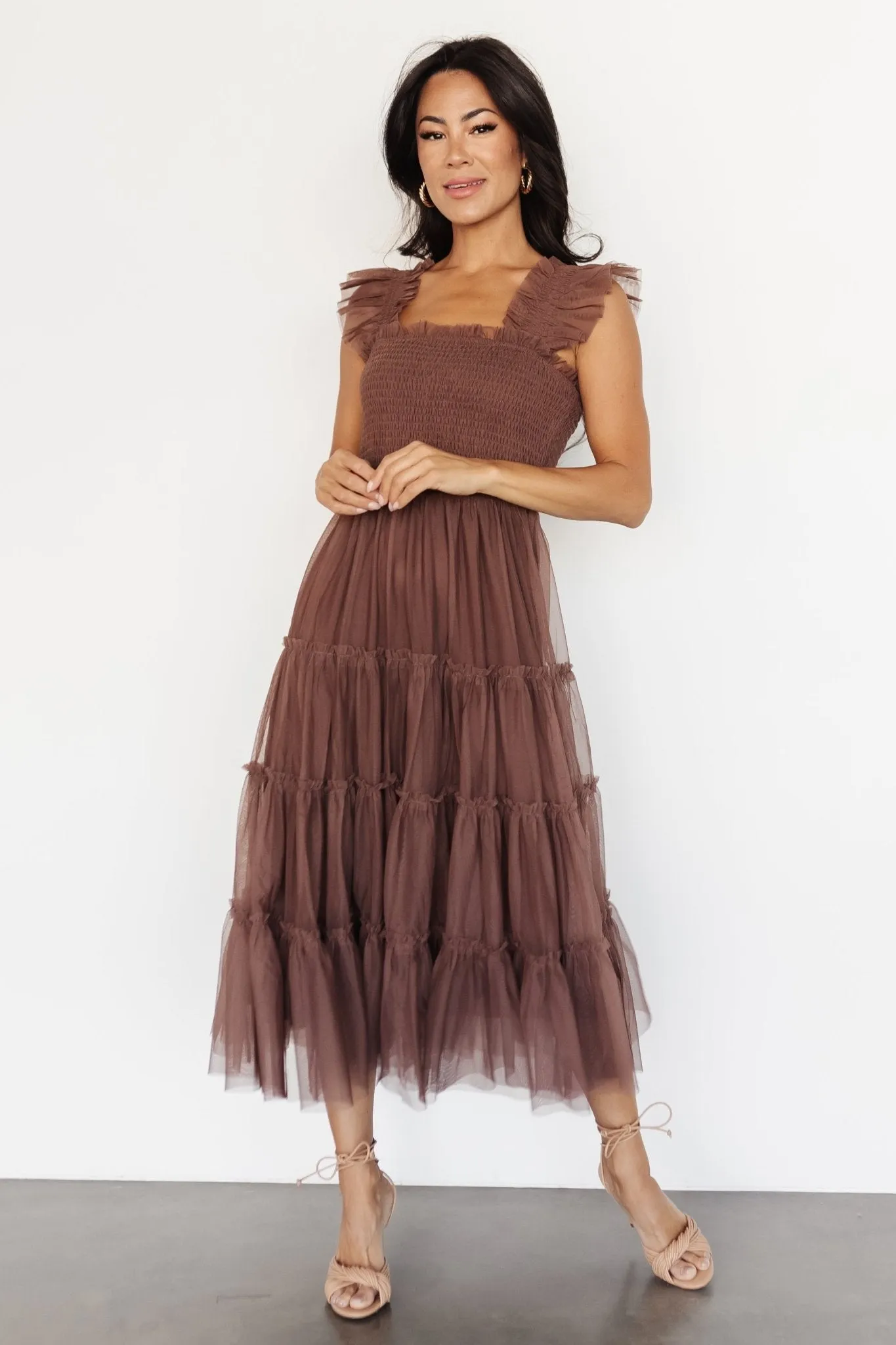 Emma Smocked Tulle Dress | Brown sold by Baltic Born