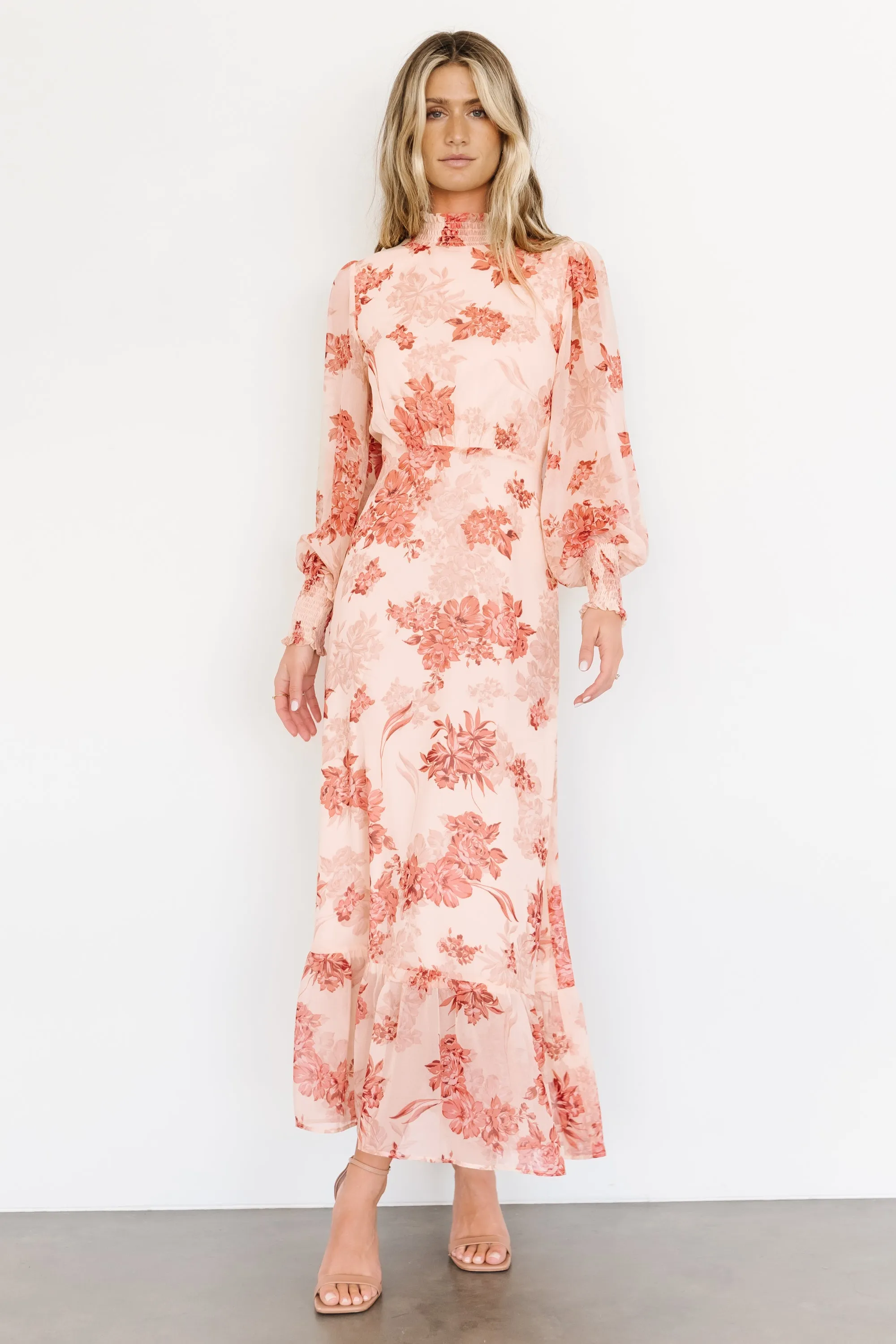 Luciana Maxi Dress | Beige + Rose sold by Baltic Born product image thumbnail 3