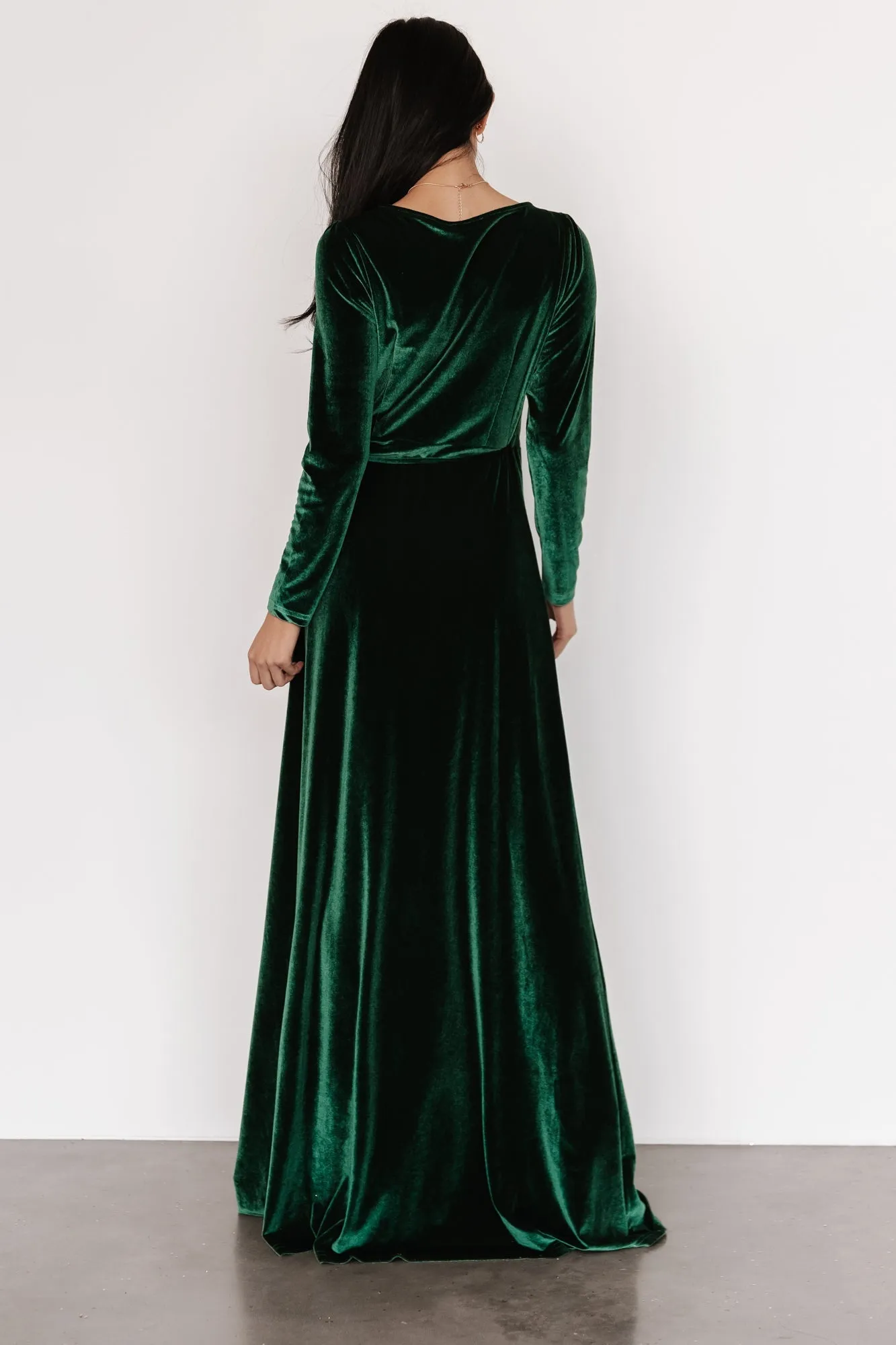 Esmerelda Velvet Wrap Maxi Dress | Forest sold by Baltic Born product image thumbnail 4