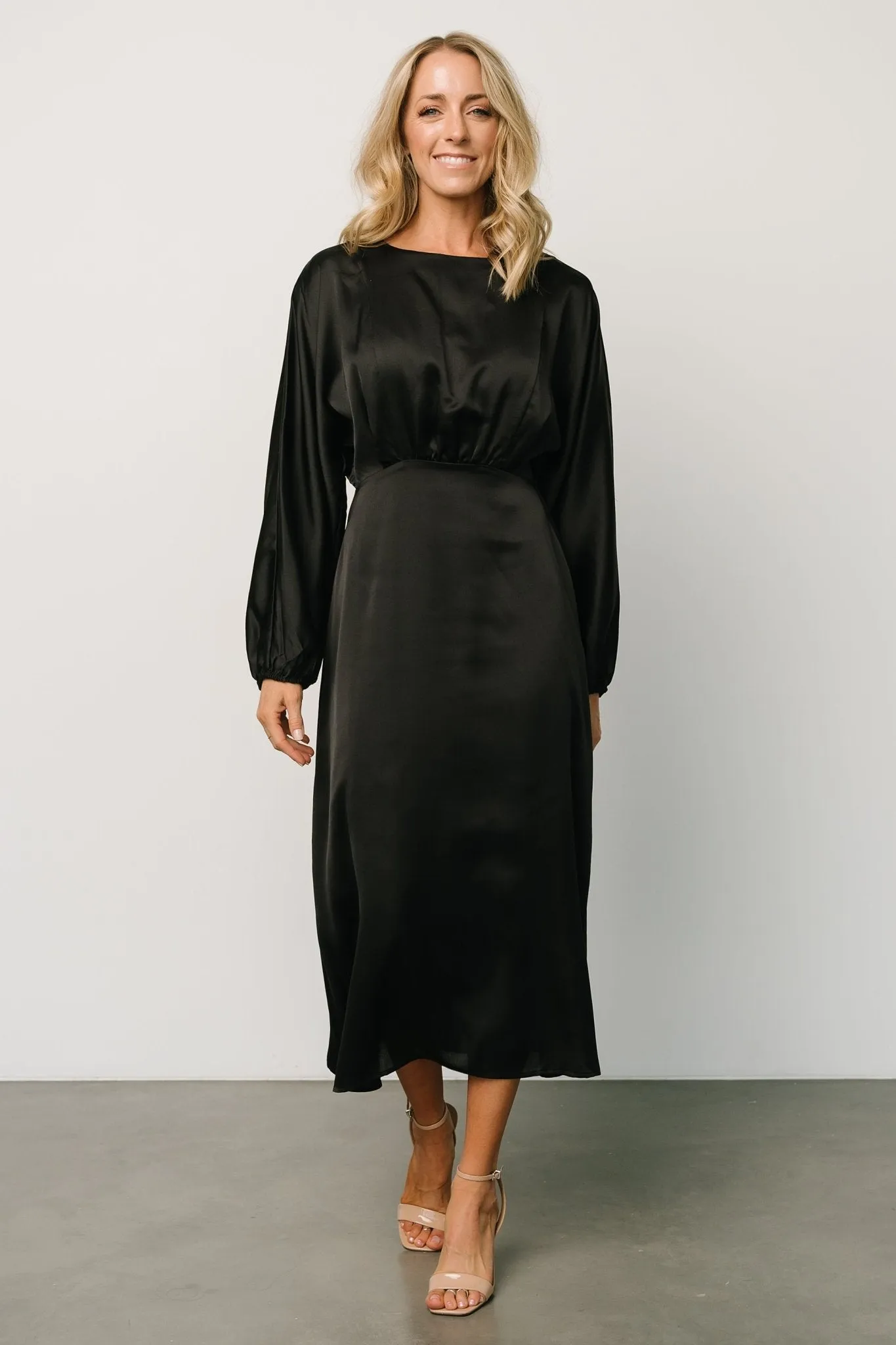 Balta Satin Midi Dress | Black sold by Baltic Born
