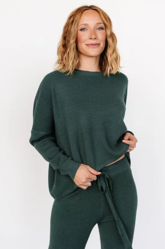 Owen Waffle Sweater Top | Green sold by Baltic Born