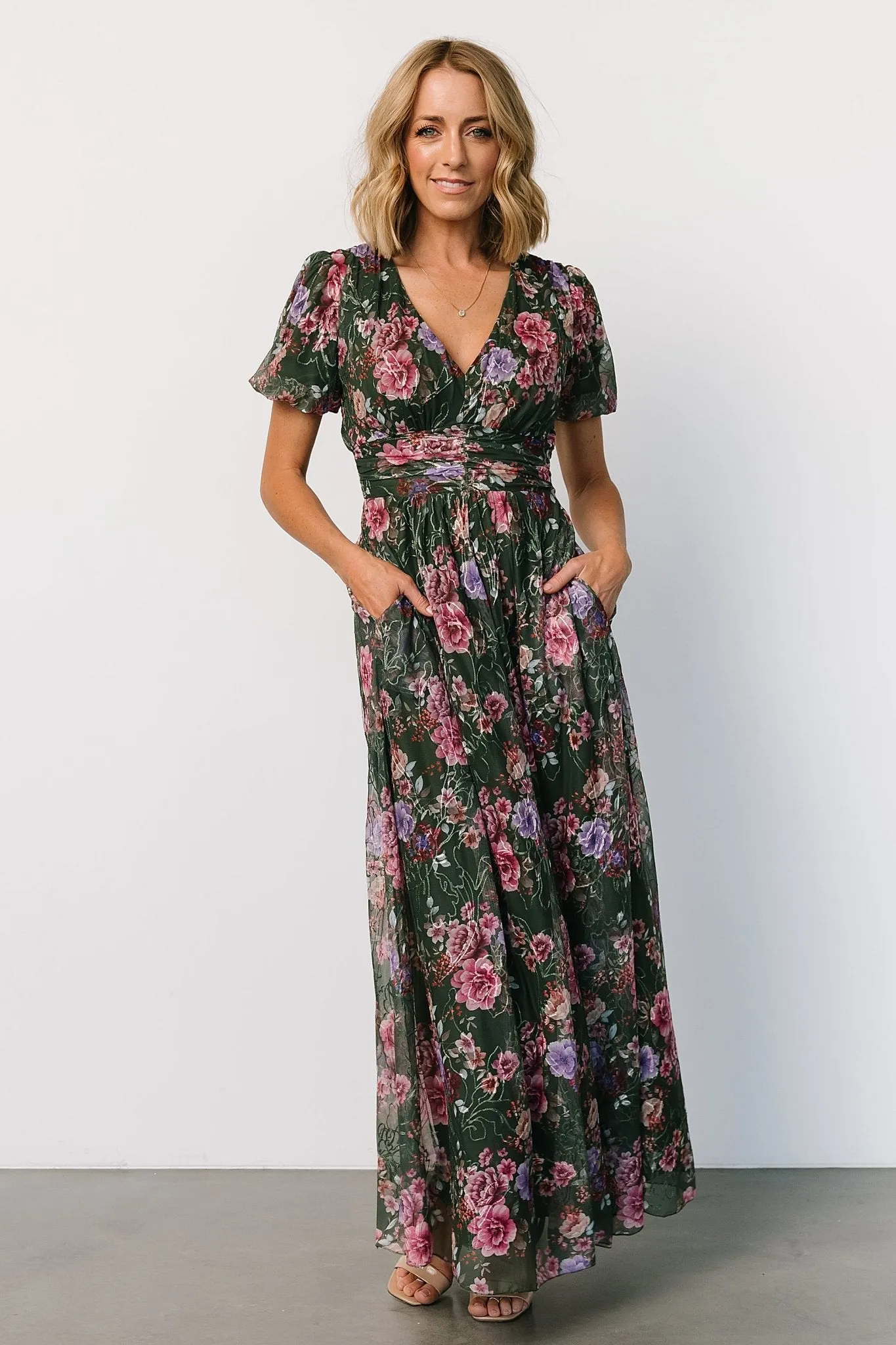 Ardley Maxi Dress | Green + Pink Floral sold by Baltic Born product image thumbnail 5