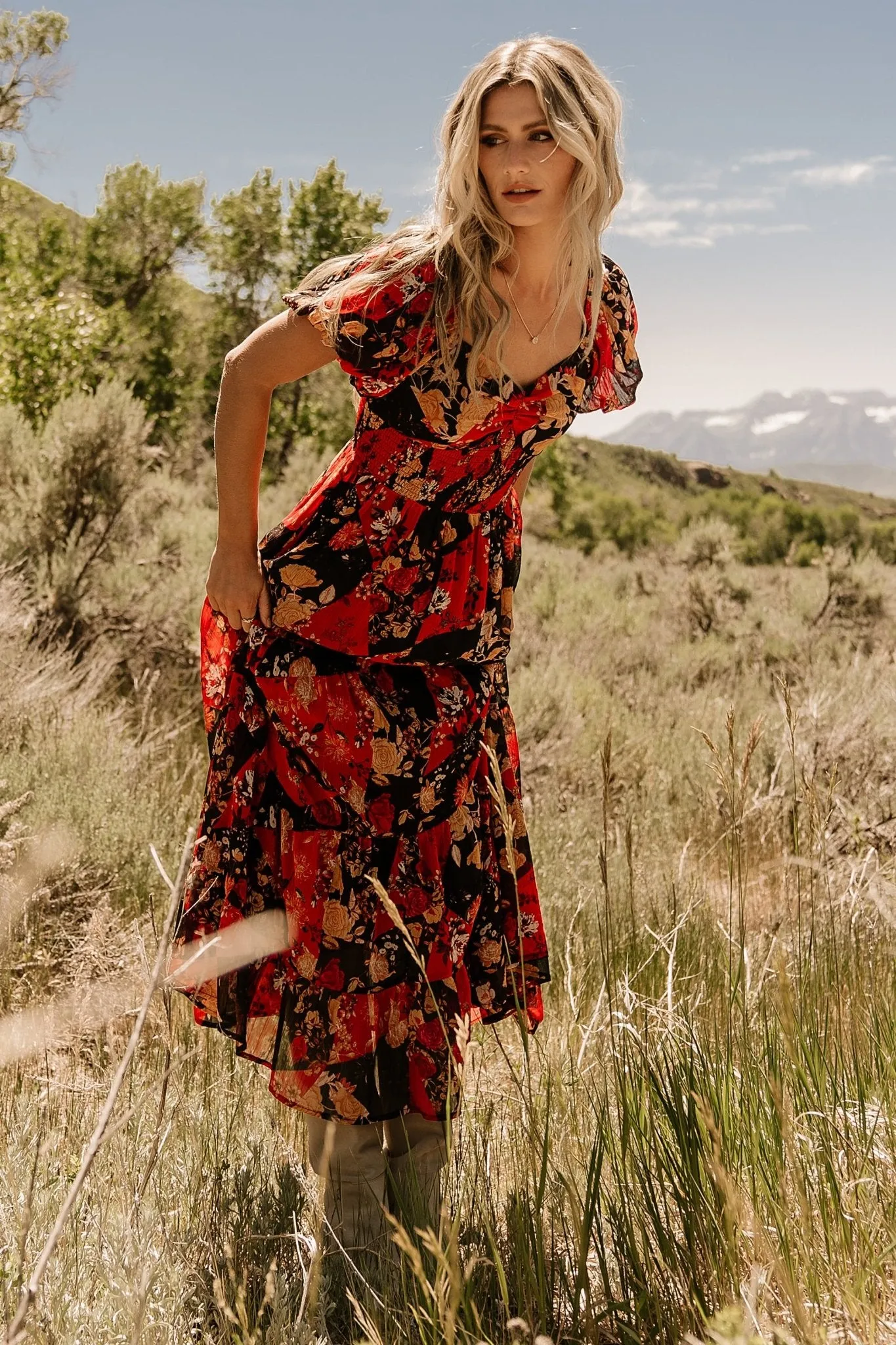 Suzy Maxi Dress | Black + Red Multi sold by Baltic Born product image thumbnail 5