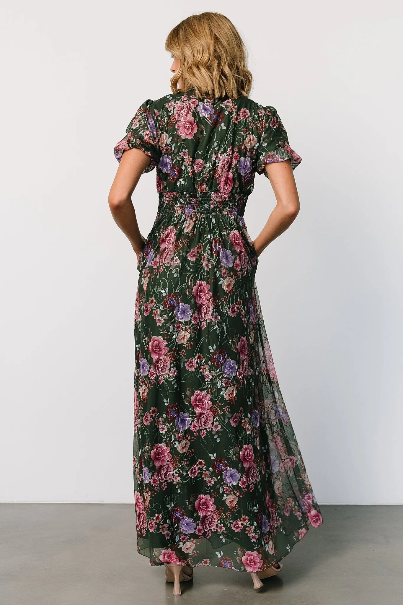 Ardley Maxi Dress | Green + Pink Floral sold by Baltic Born product image thumbnail 4