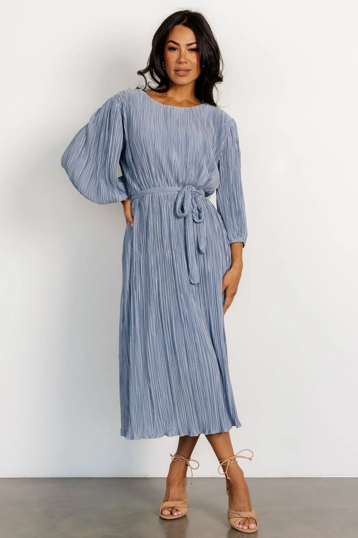 Bethany Pleated Midi Dress | Light Blue sold by Baltic Born product image thumbnail 4