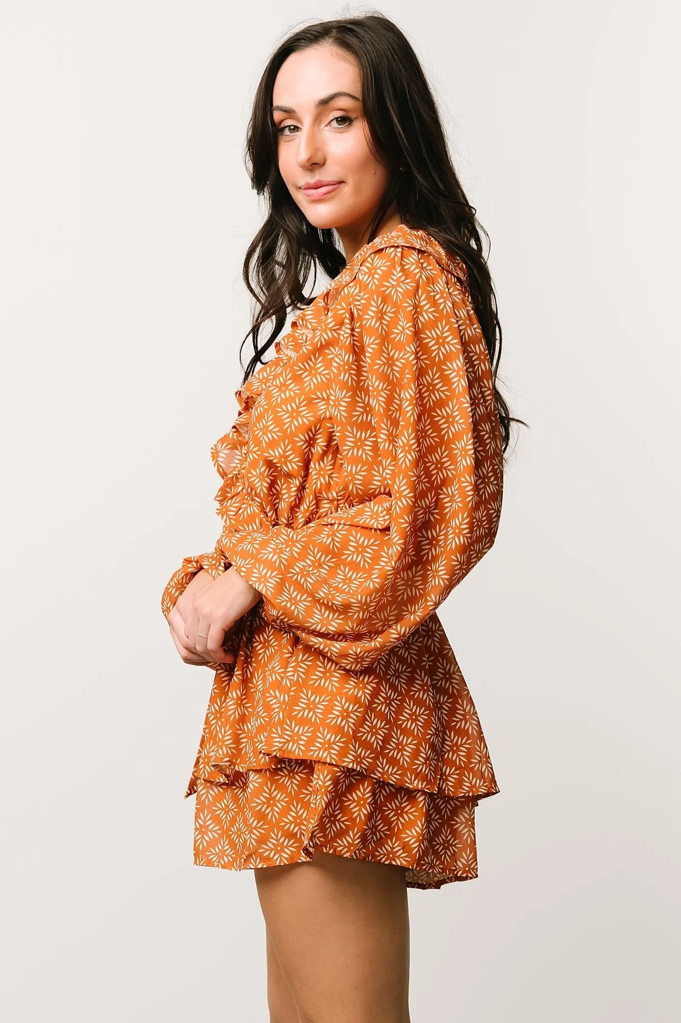 Denali Ruffle Mini Dress | Amber Print sold by Baltic Born product image thumbnail 3