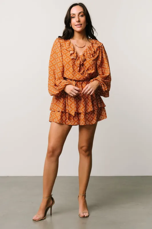 Denali Ruffle Mini Dress | Amber Print sold by Baltic Born