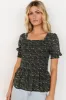Felice Smocked Top | Black Print sold by Baltic Born
