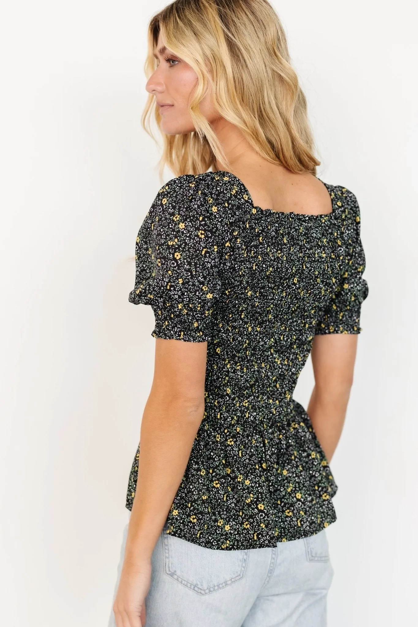 Felice Smocked Top | Black Print sold by Baltic Born product image thumbnail 3