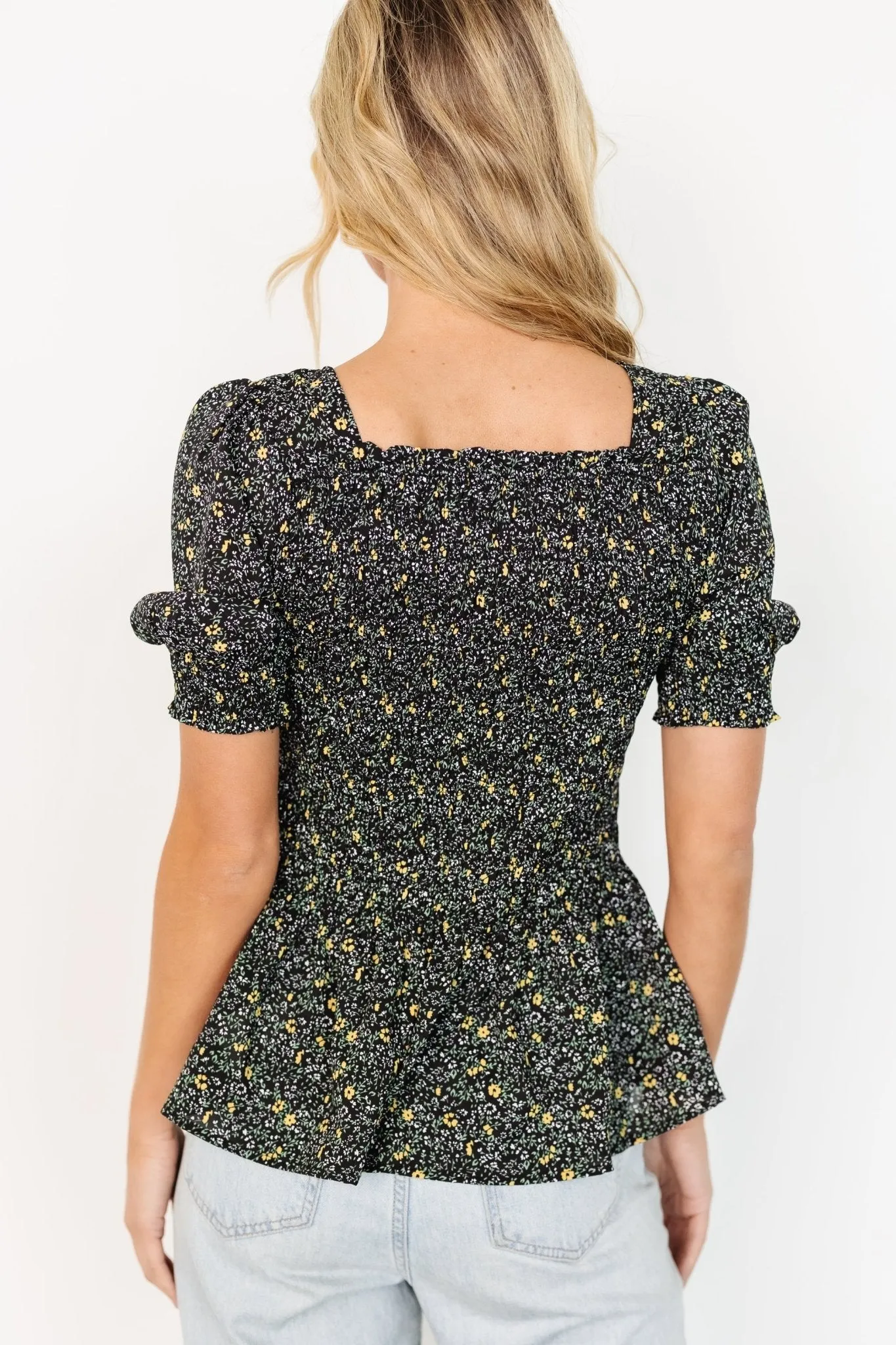 Felice Smocked Top | Black Print sold by Baltic Born product image thumbnail 4