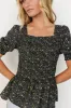 Felice Smocked Top | Black Print sold by Baltic Born
