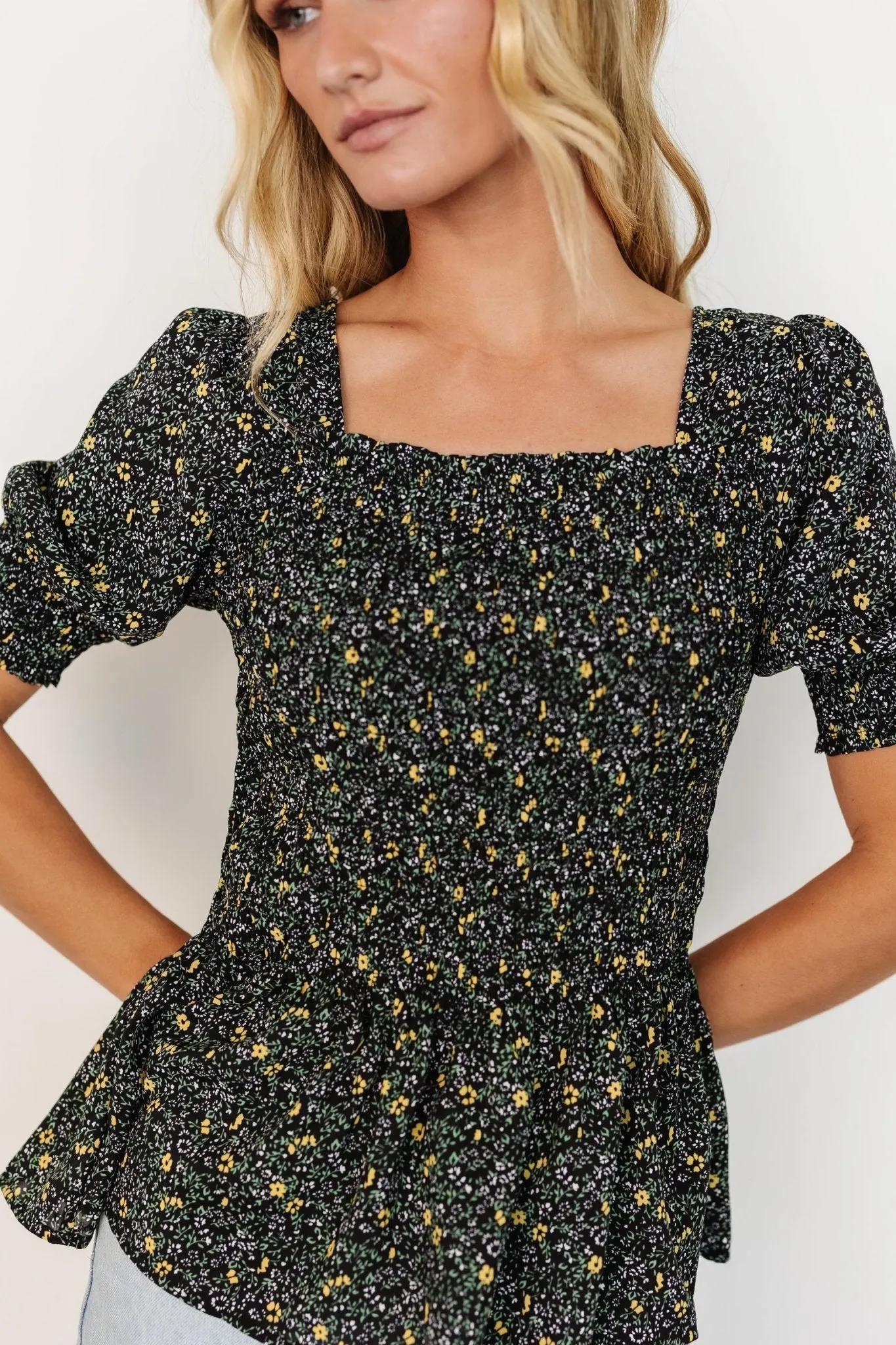 Felice Smocked Top | Black Print sold by Baltic Born product image thumbnail 2