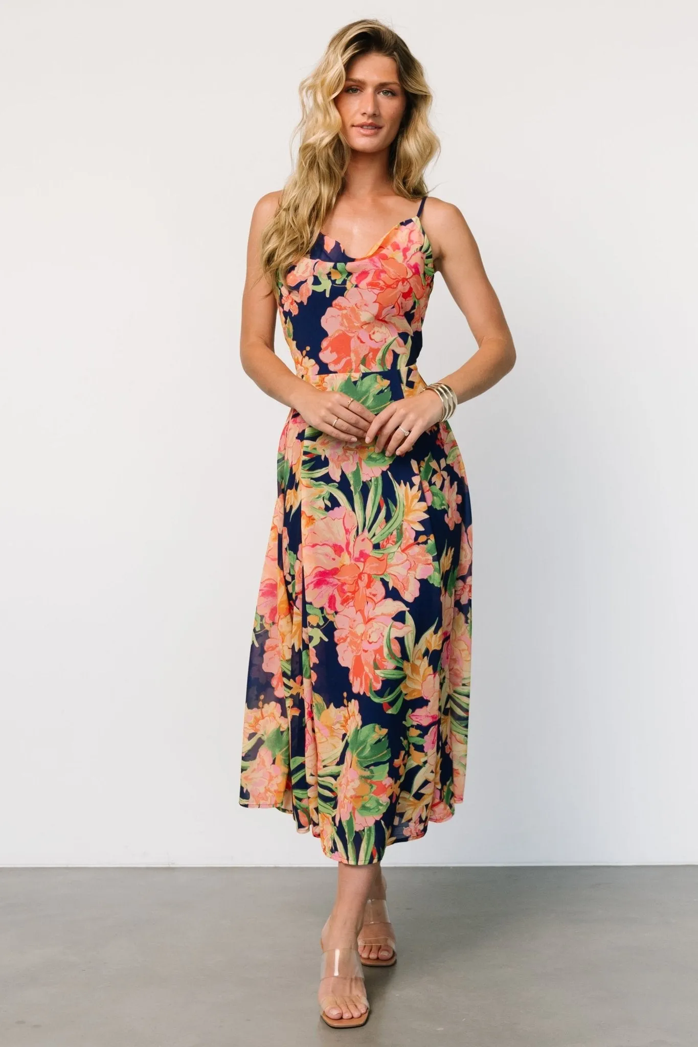 Leilani Midi Dress | Navy Floral sold by Baltic Born