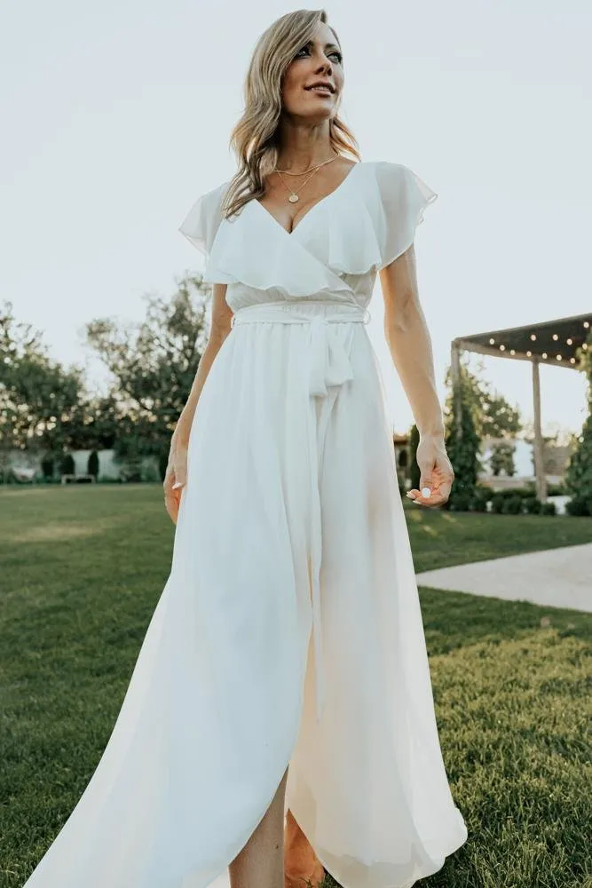 Katya Ruffle Maxi Dress | White sold by Baltic Born