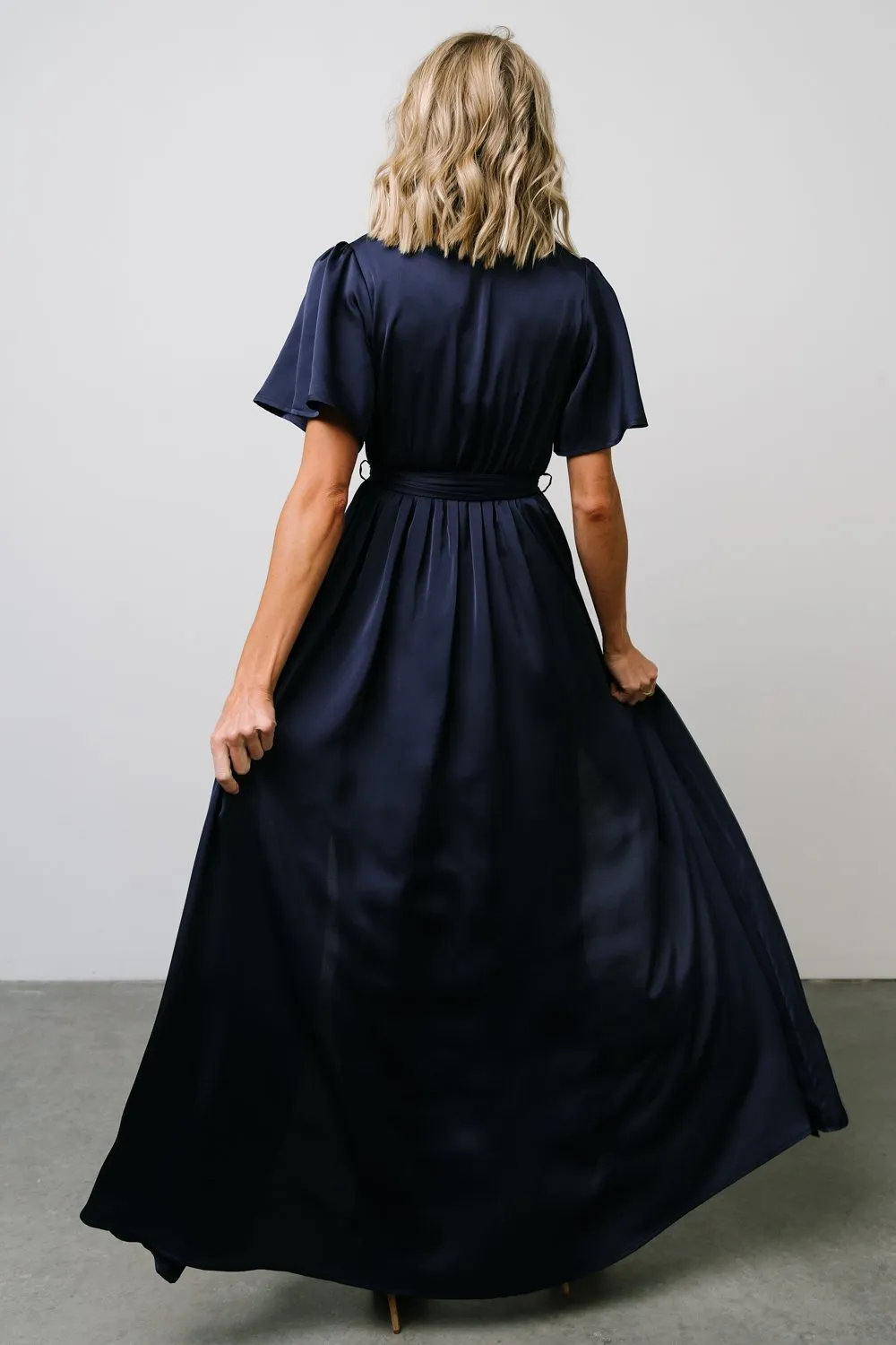 Sicily Satin Maxi Dress | Navy sold by Baltic Born product image thumbnail 4