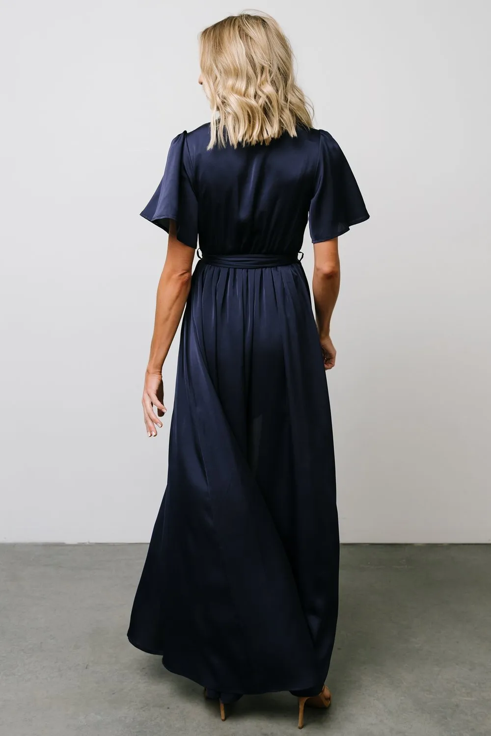 Sicily Satin Maxi Dress | Navy sold by Baltic Born product image thumbnail 3
