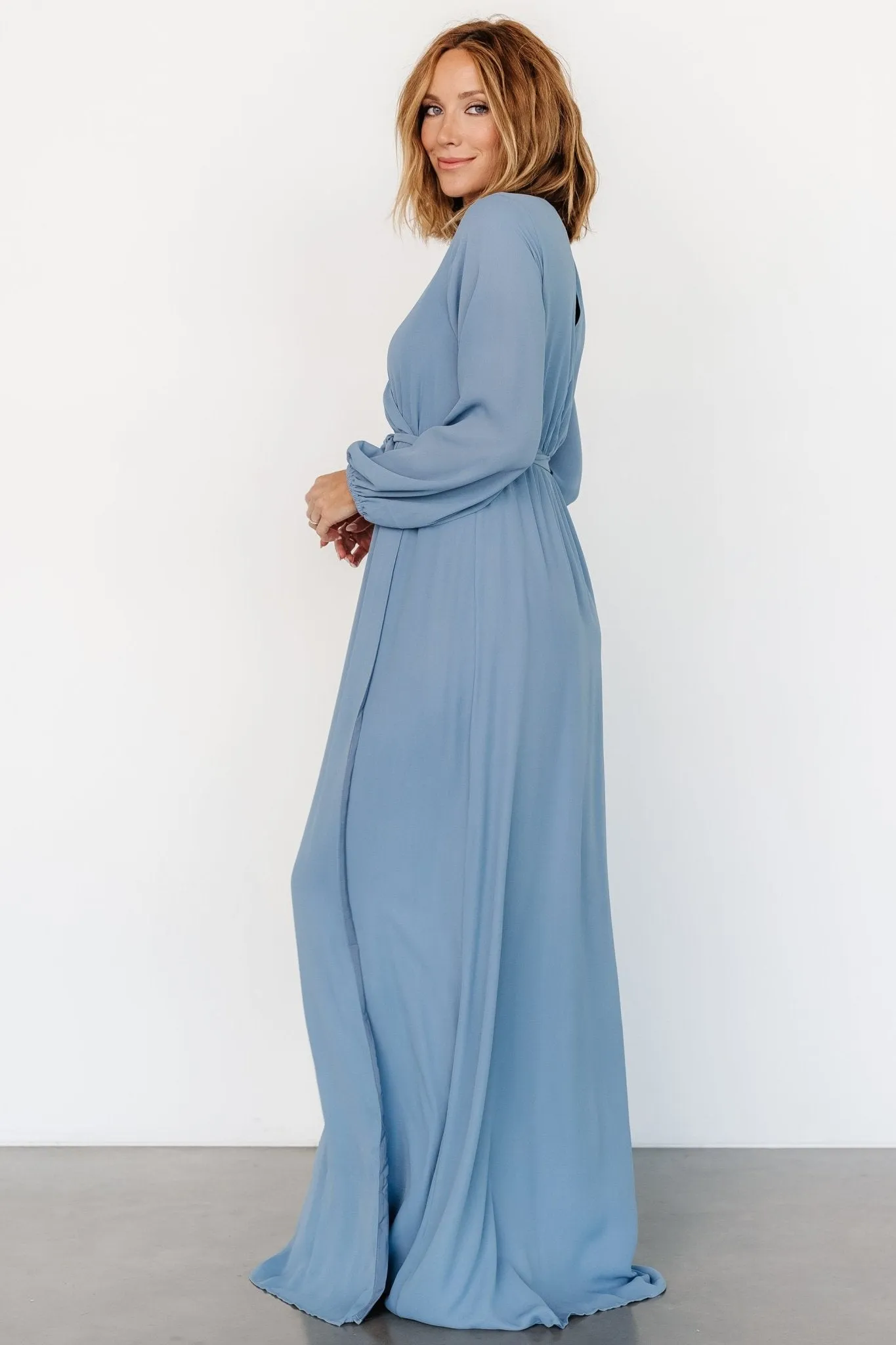 Breanne Faux Wrap Maxi Dress | Slate Blue sold by Baltic Born product image thumbnail 3