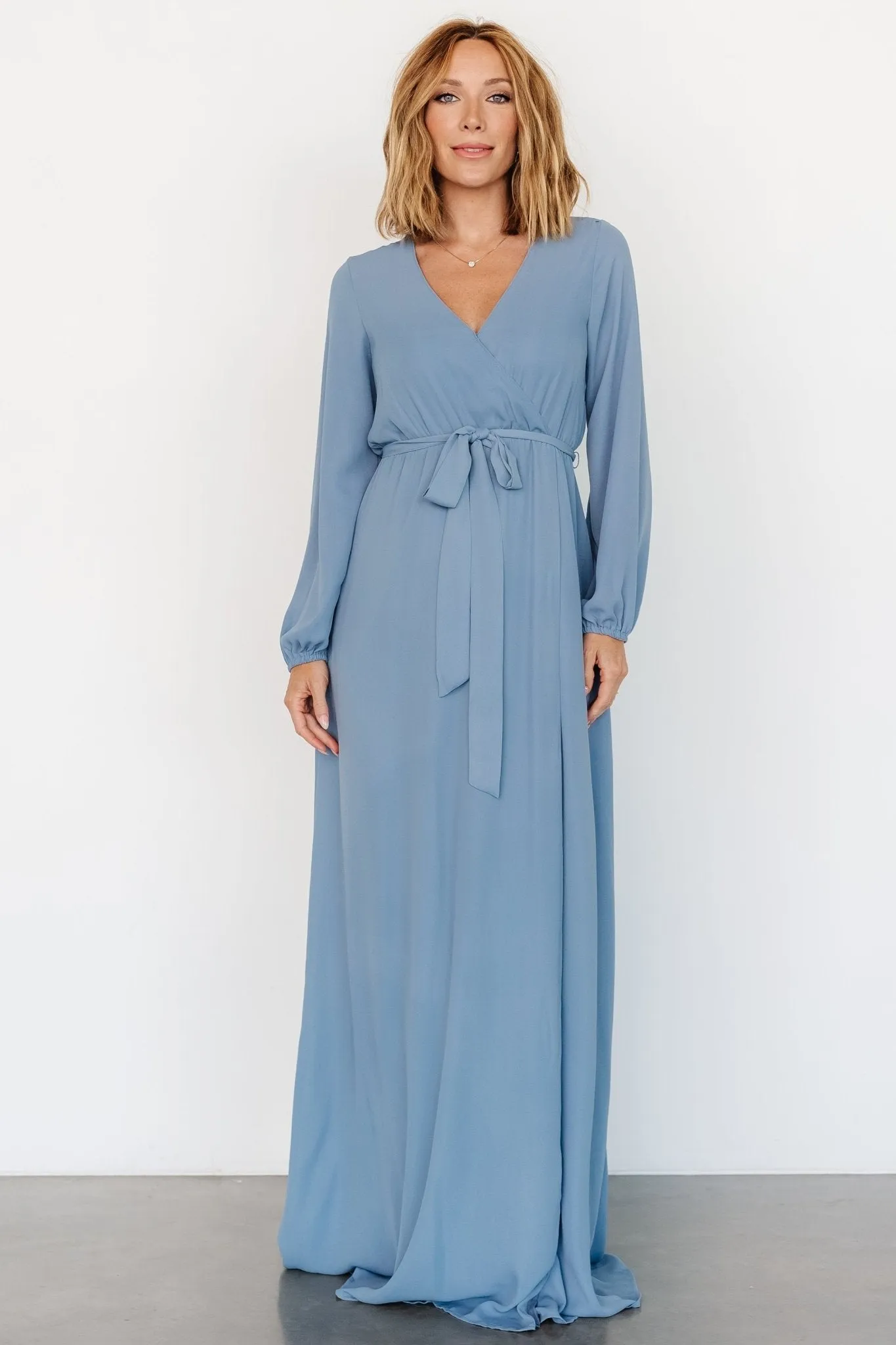 Breanne Faux Wrap Maxi Dress | Slate Blue sold by Baltic Born product image thumbnail 4