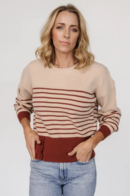 Miles Striped Sweater | Taupe + Marsala sold by Baltic Born