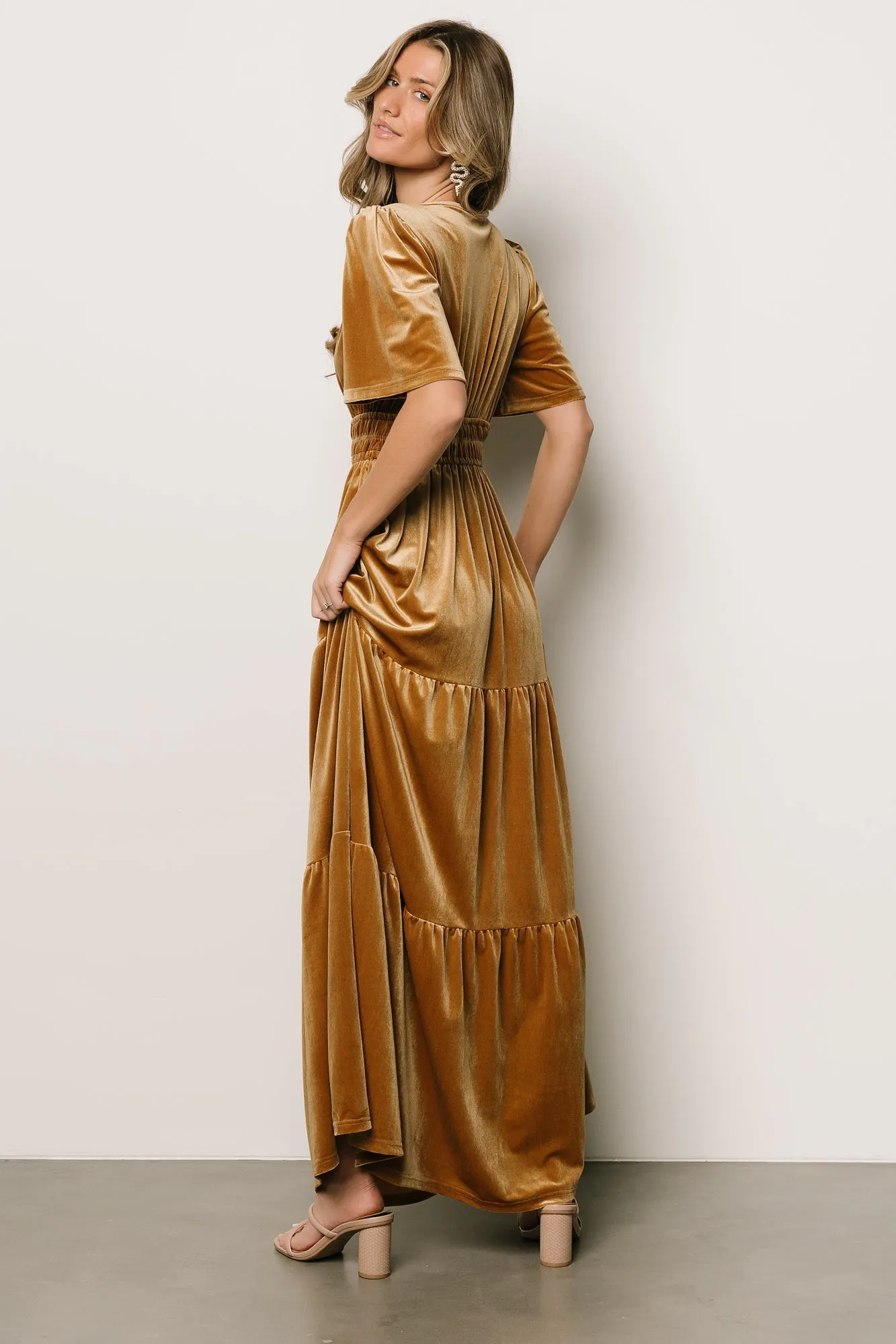 Artemis Velvet Maxi Dress | Dark Gold sold by Baltic Born product image thumbnail 3