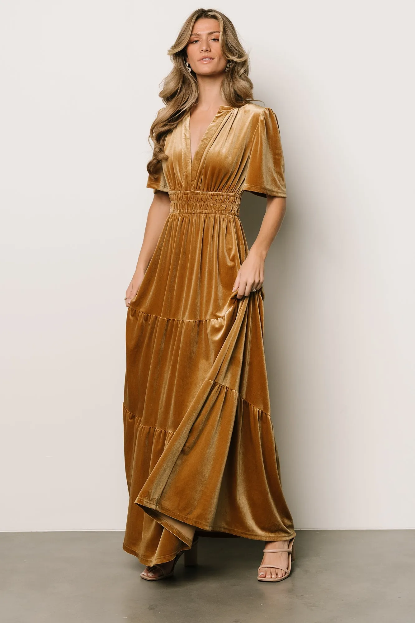 Artemis Velvet Maxi Dress | Dark Gold sold by Baltic Born product image thumbnail 5