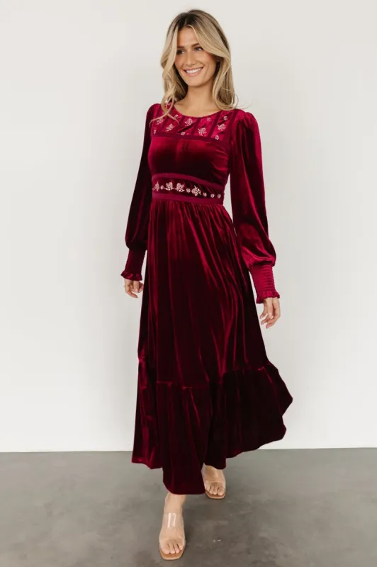Ingrid Velvet Maxi Dress | Merlot sold by Baltic Born