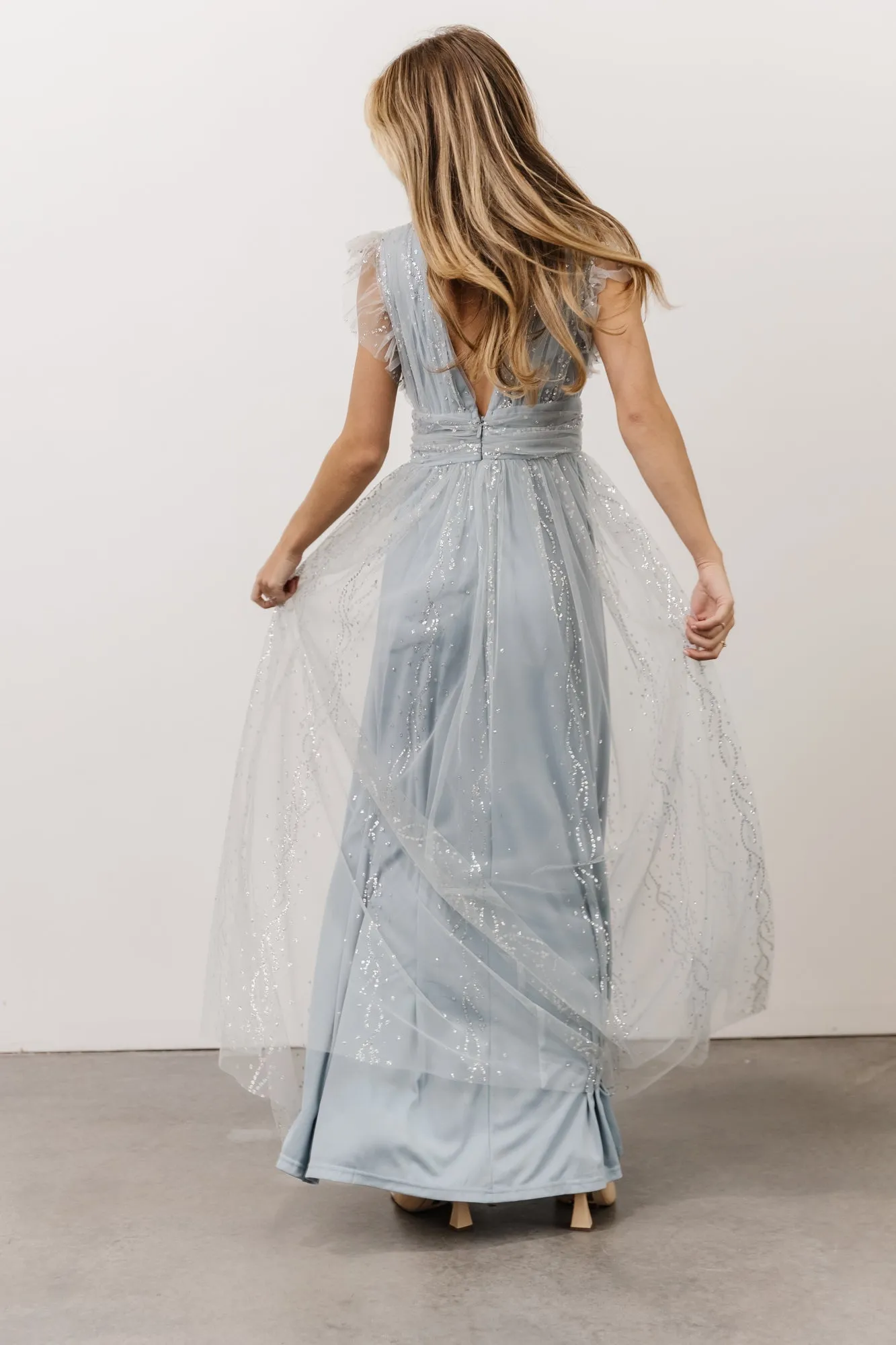 Annika Sequin Mesh Maxi Dress | Dusty Blue sold by Baltic Born product image thumbnail 3