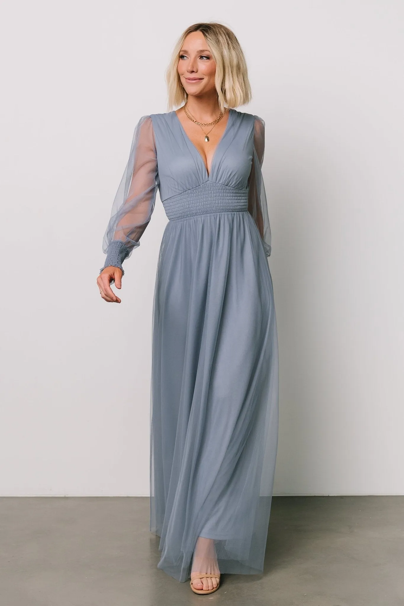 Layla Tulle Maxi Dress | Whisper Blue sold by Baltic Born product image thumbnail 4
