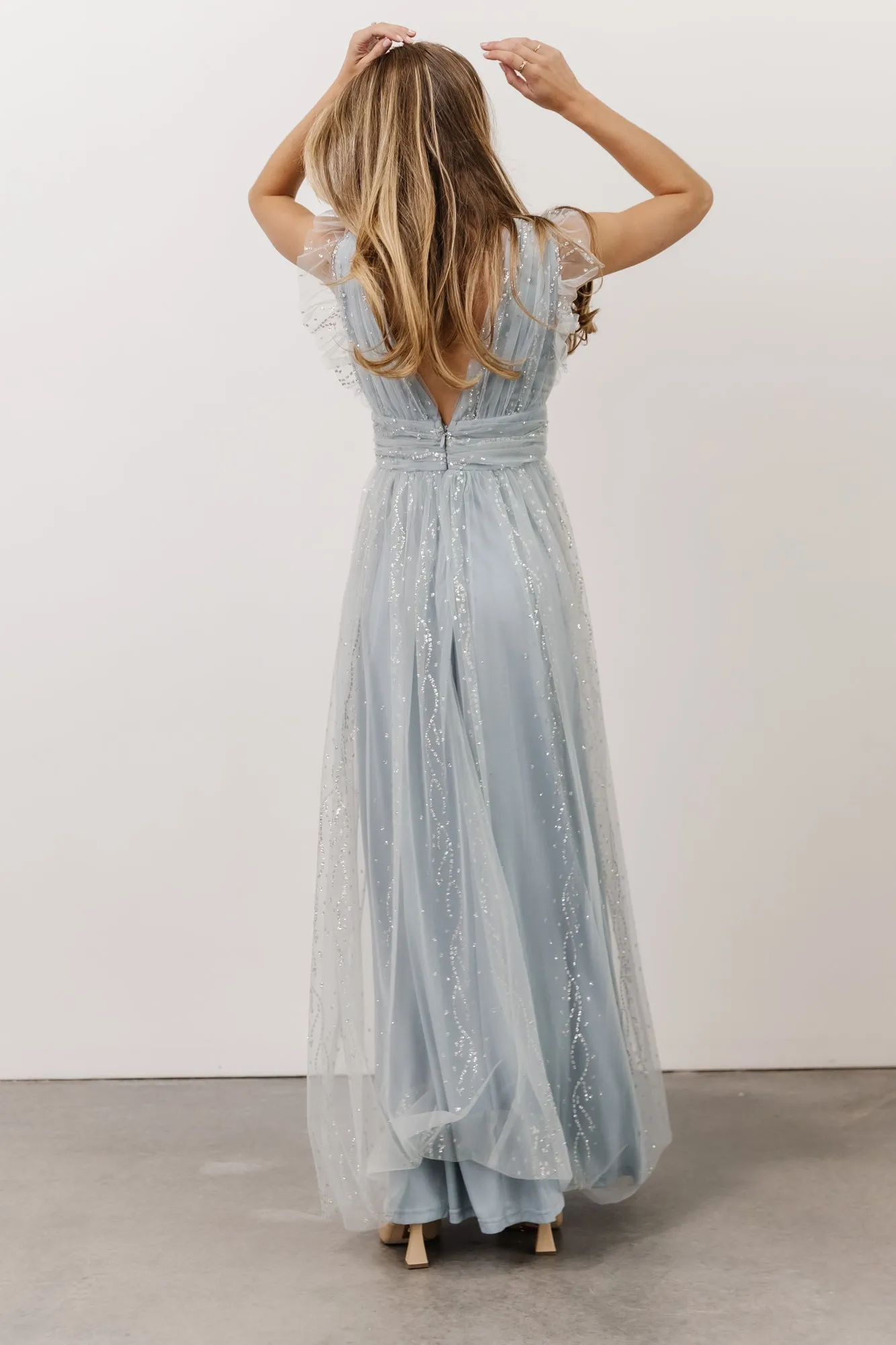 Annika Sequin Mesh Maxi Dress | Dusty Blue sold by Baltic Born product image thumbnail 5