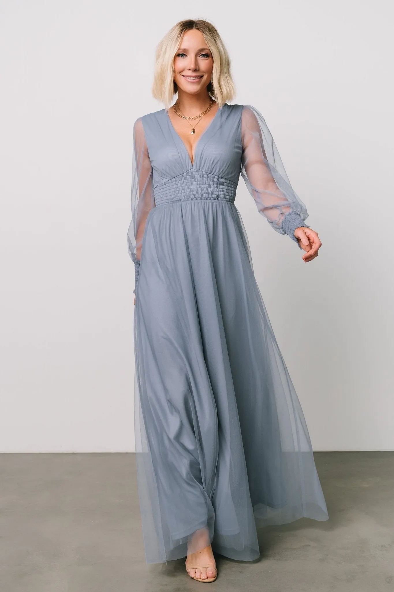 Layla Tulle Maxi Dress | Whisper Blue sold by Baltic Born product image thumbnail 5