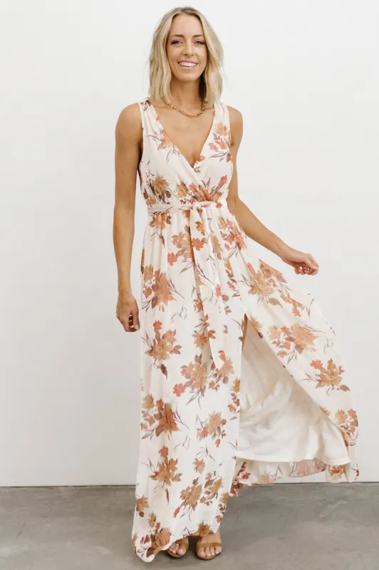 Lennon Velvet Maxi Dress | Cream Floral sold by Baltic Born