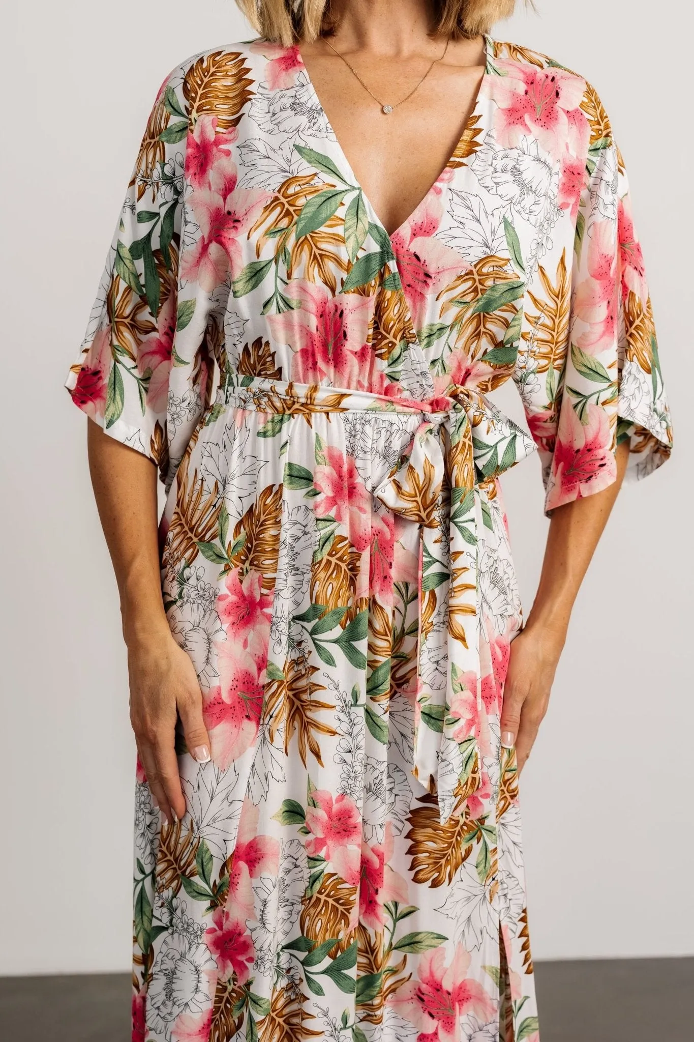 Harmonia Kimono Maxi Dress | White Multi Print sold by Baltic Born product image thumbnail 2