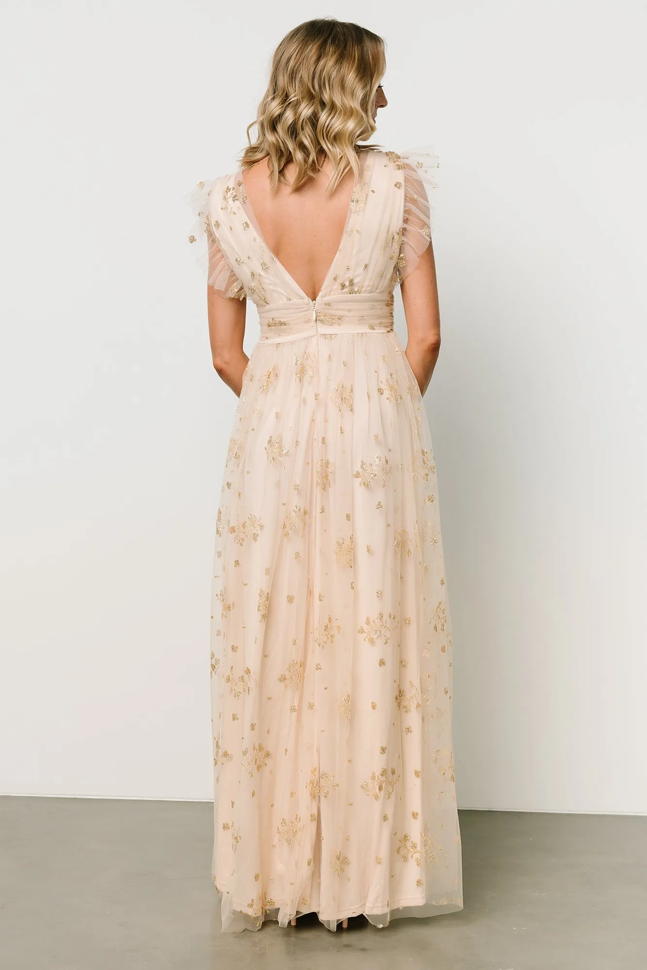 Natalia Floral Embellished Maxi Dress | Gold sold by Baltic Born product image thumbnail 5