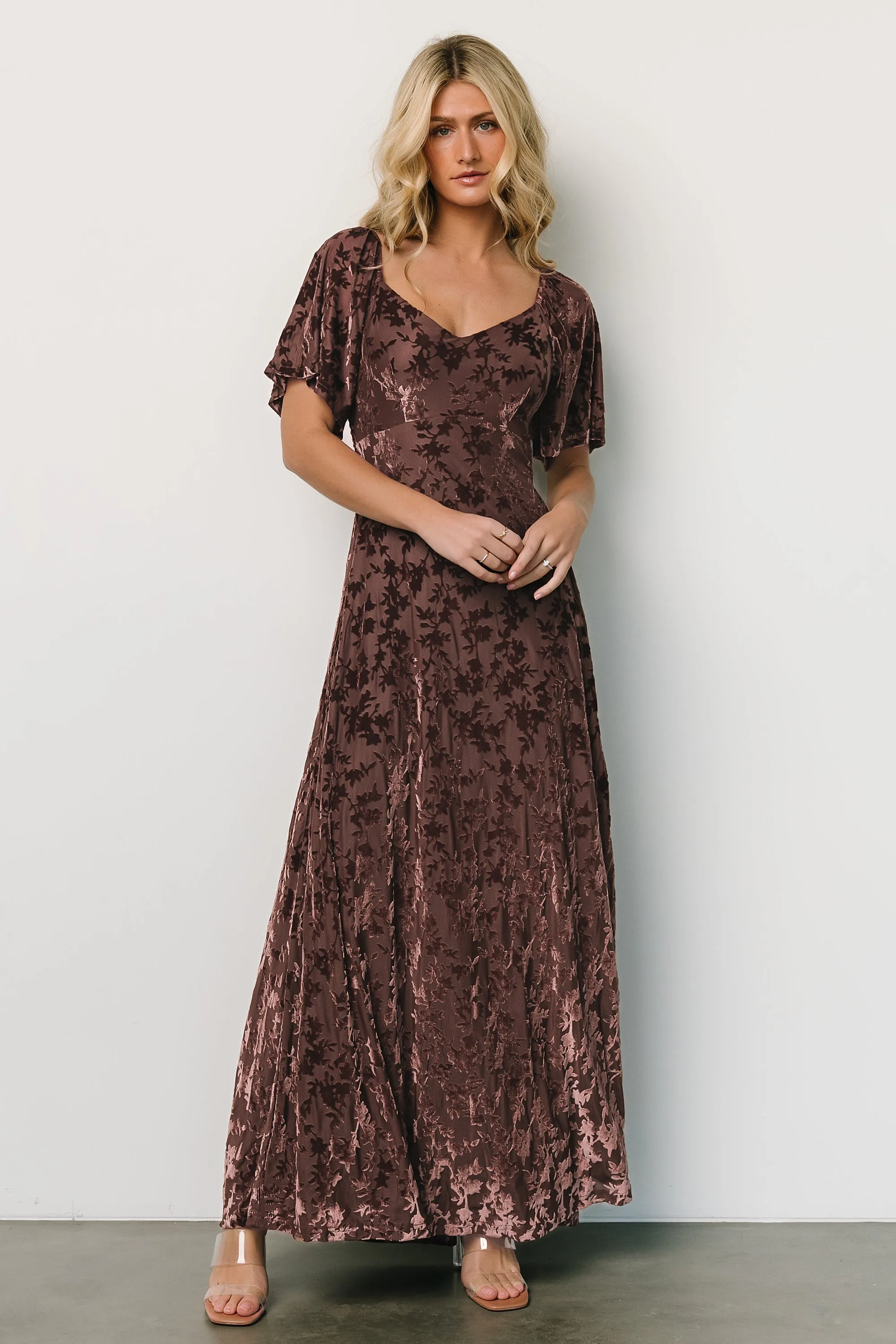 Everley Velvet Maxi Dress | Espresso sold by Baltic Born product image thumbnail 2