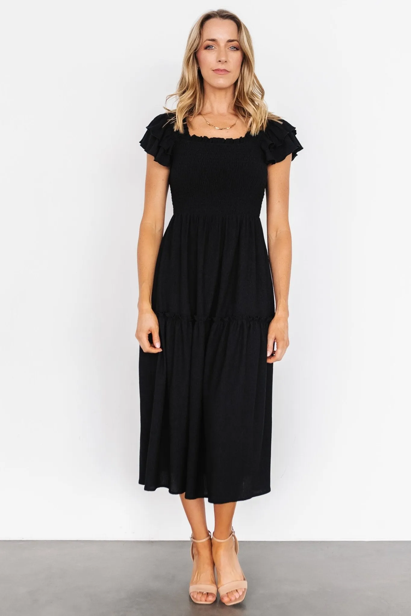 Jacie Smocked Midi Dress | Black sold by Baltic Born product image thumbnail 5