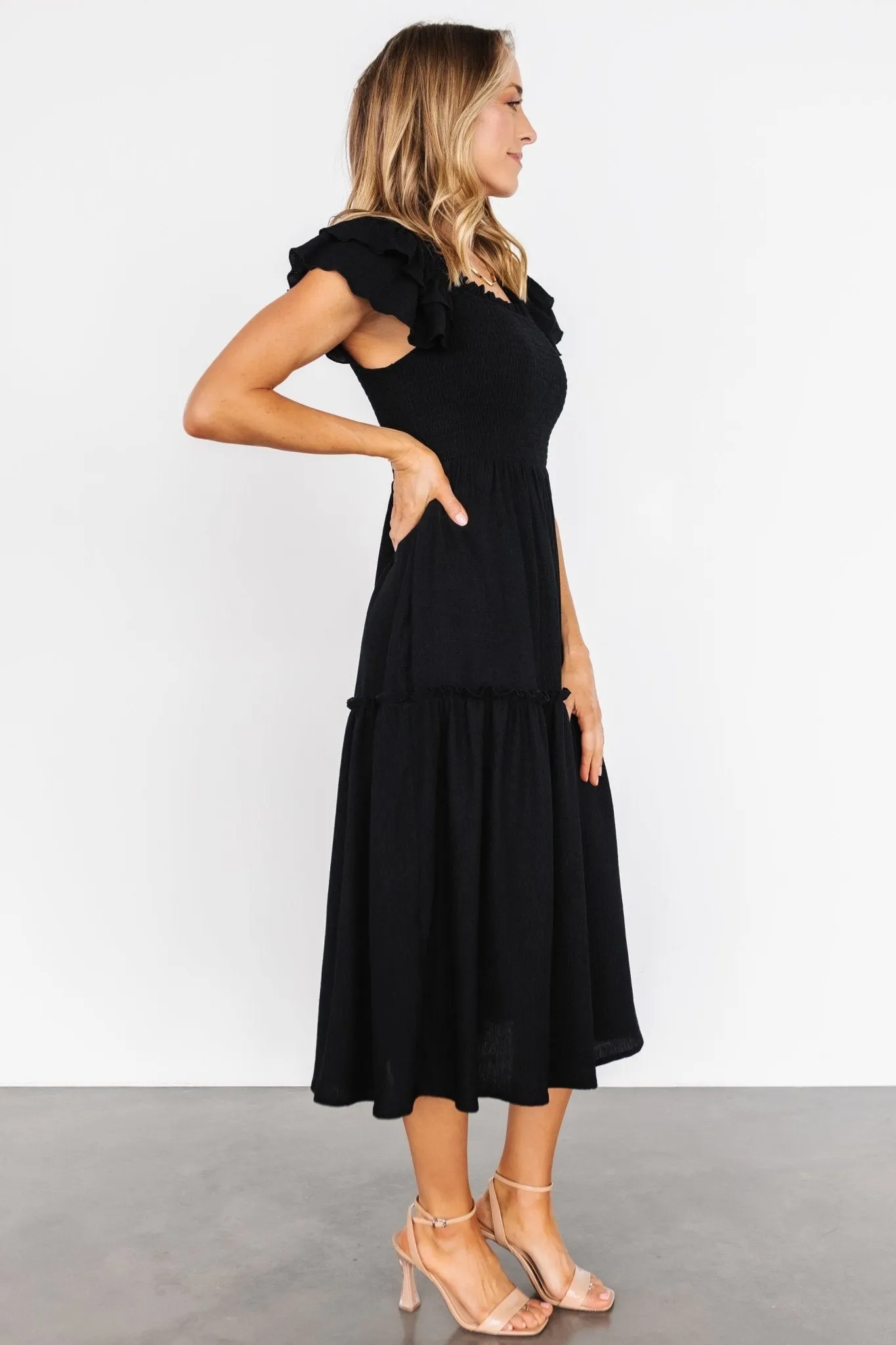 Jacie Smocked Midi Dress | Black sold by Baltic Born product image thumbnail 3