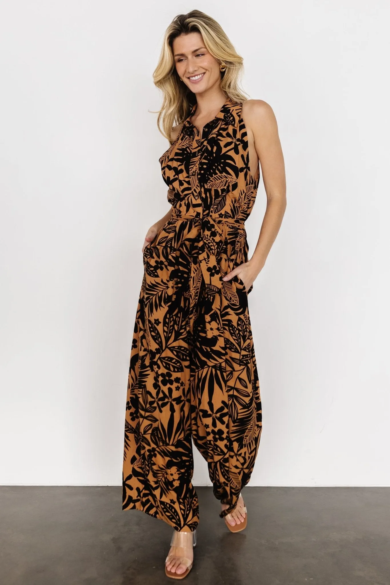 Zendaya Jumpsuit | Camel + Black Print sold by Baltic Born product image thumbnail 5
