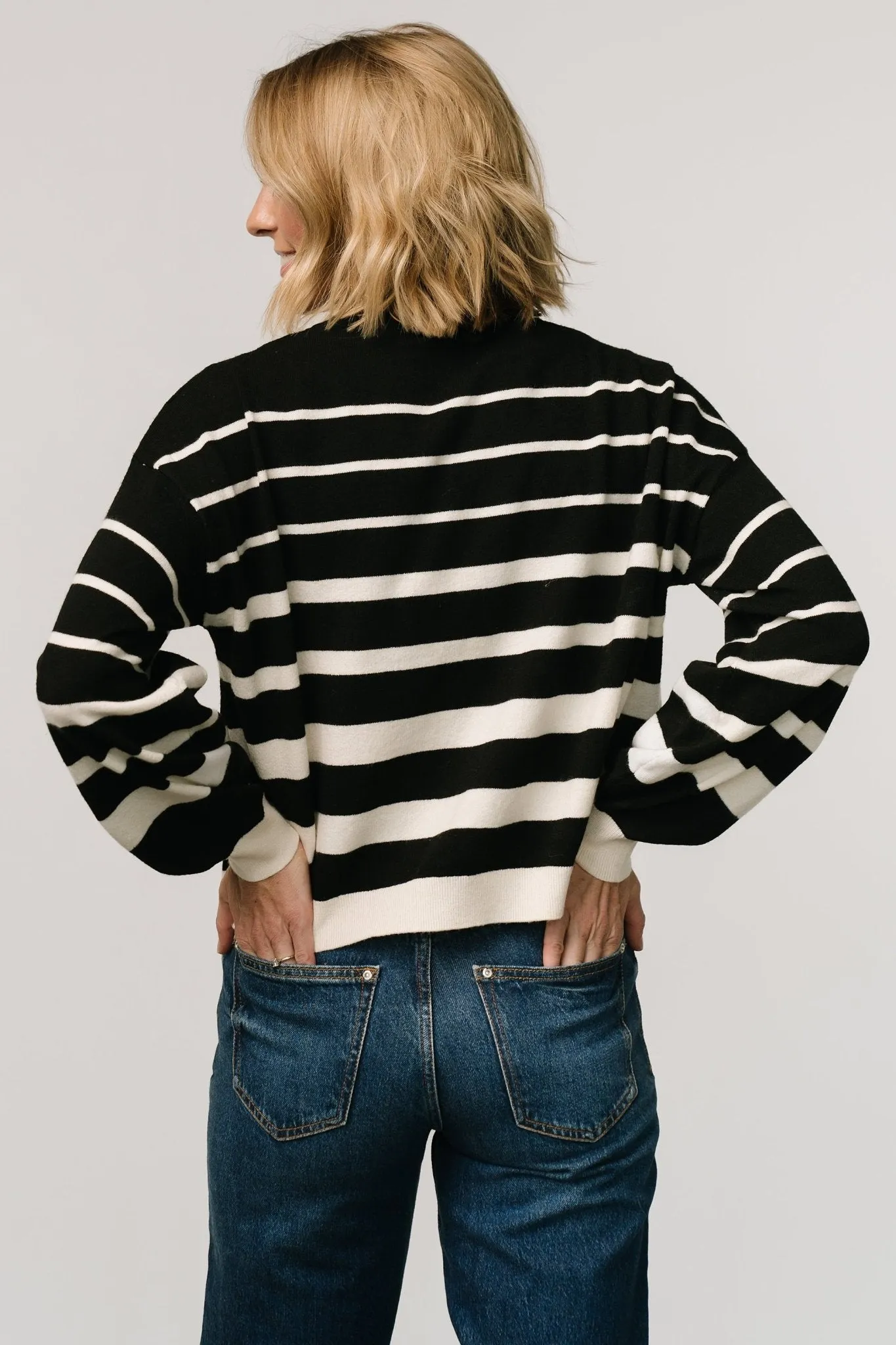 Jensen Stripe Sweater Top | Black + Ivory sold by Baltic Born product image thumbnail 4