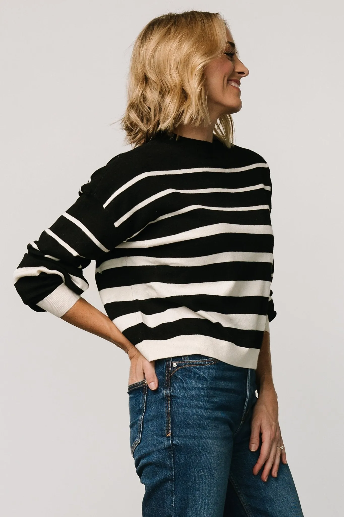Jensen Stripe Sweater Top | Black + Ivory sold by Baltic Born product image thumbnail 2