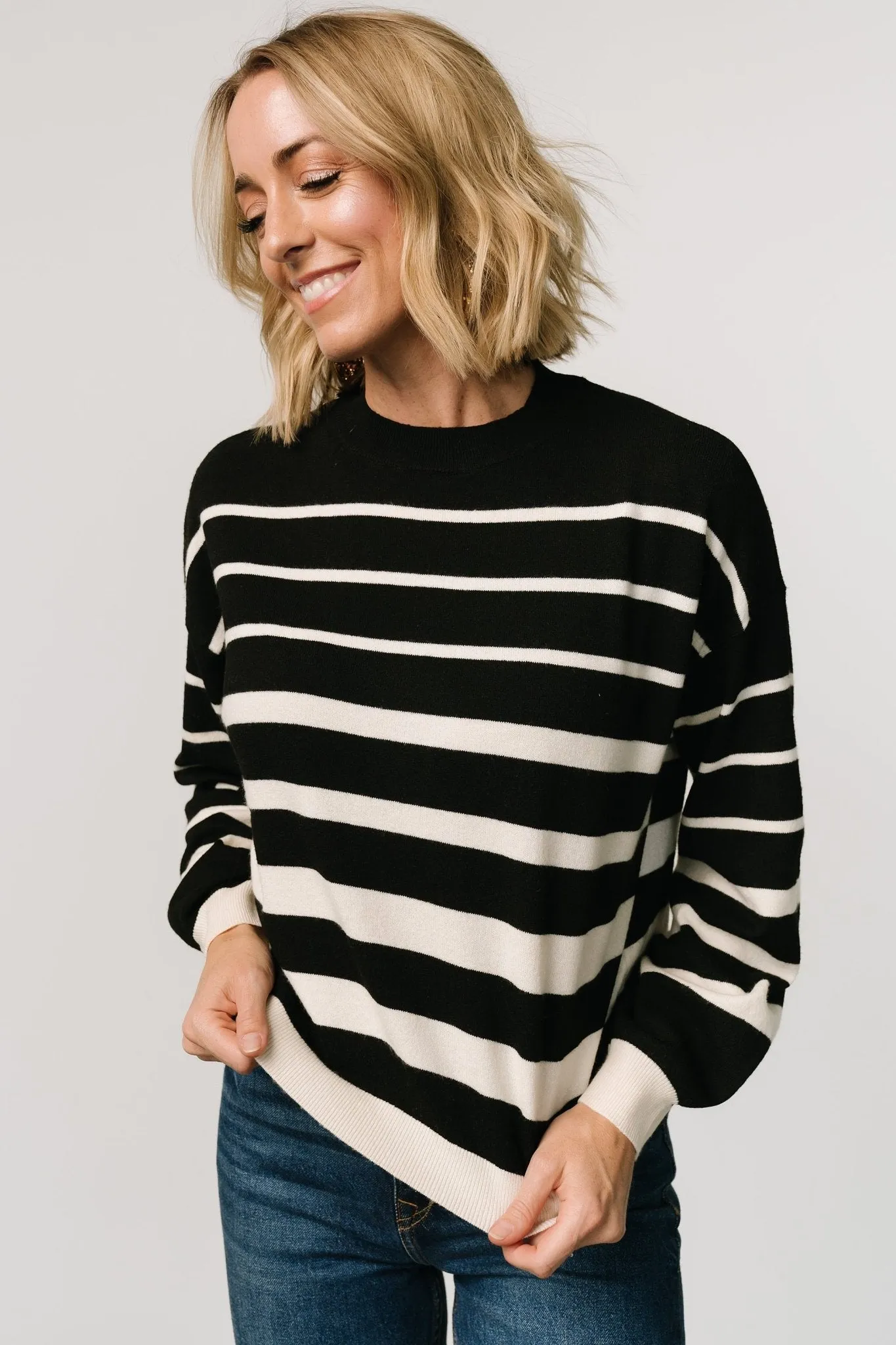 Jensen Stripe Sweater Top | Black + Ivory sold by Baltic Born product image thumbnail 3