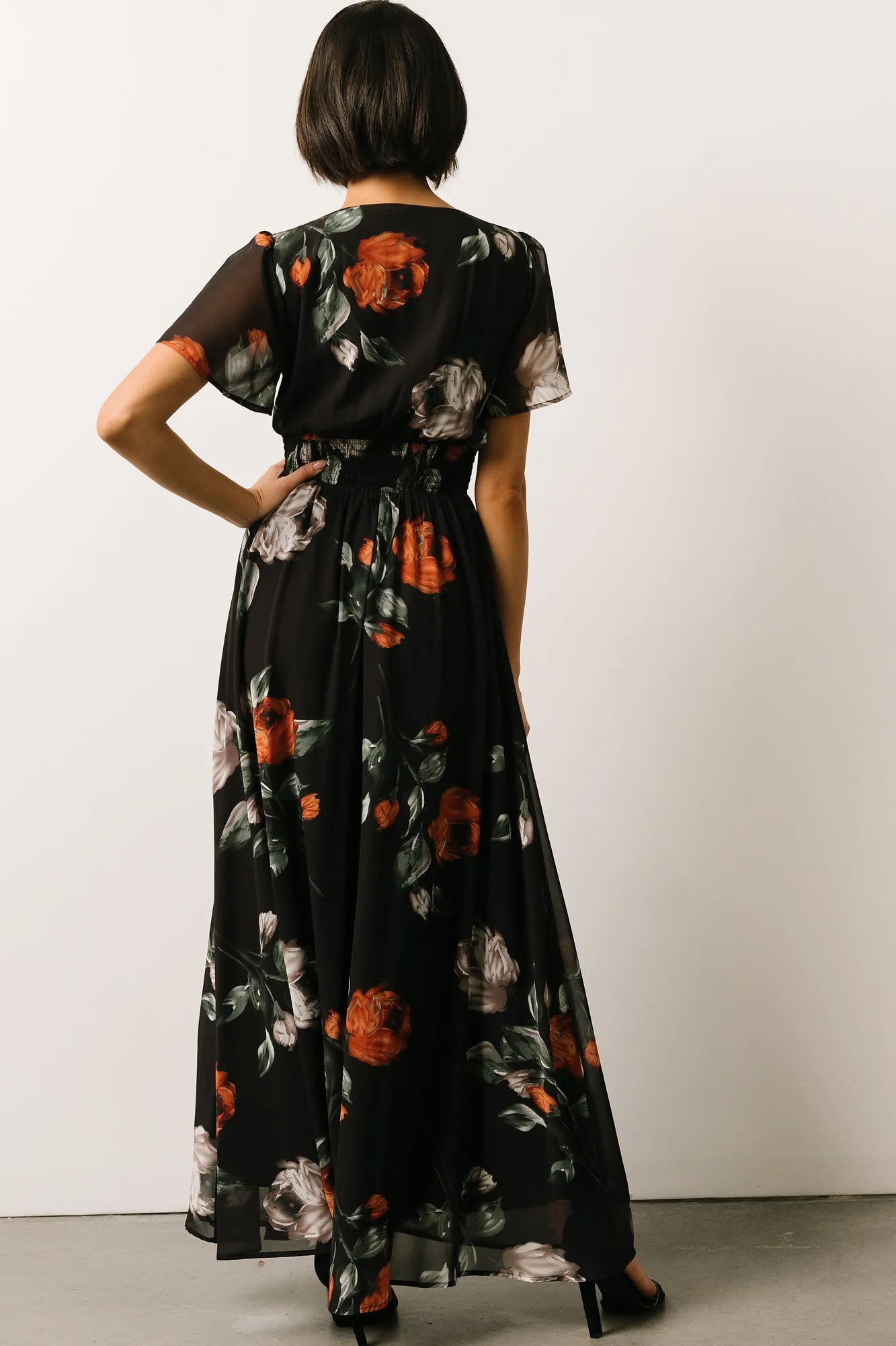 Birdie Maxi Dress | Black + Rust Floral sold by Baltic Born product image thumbnail 5