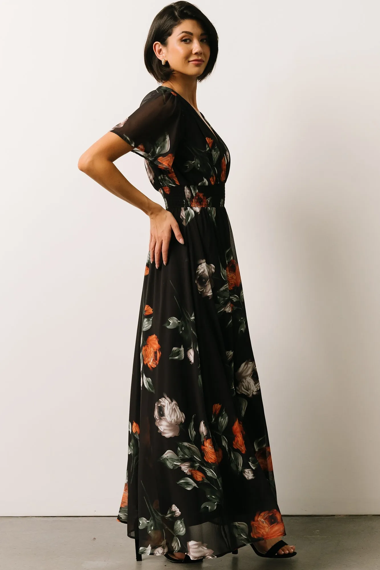Birdie Maxi Dress | Black + Rust Floral sold by Baltic Born product image thumbnail 2